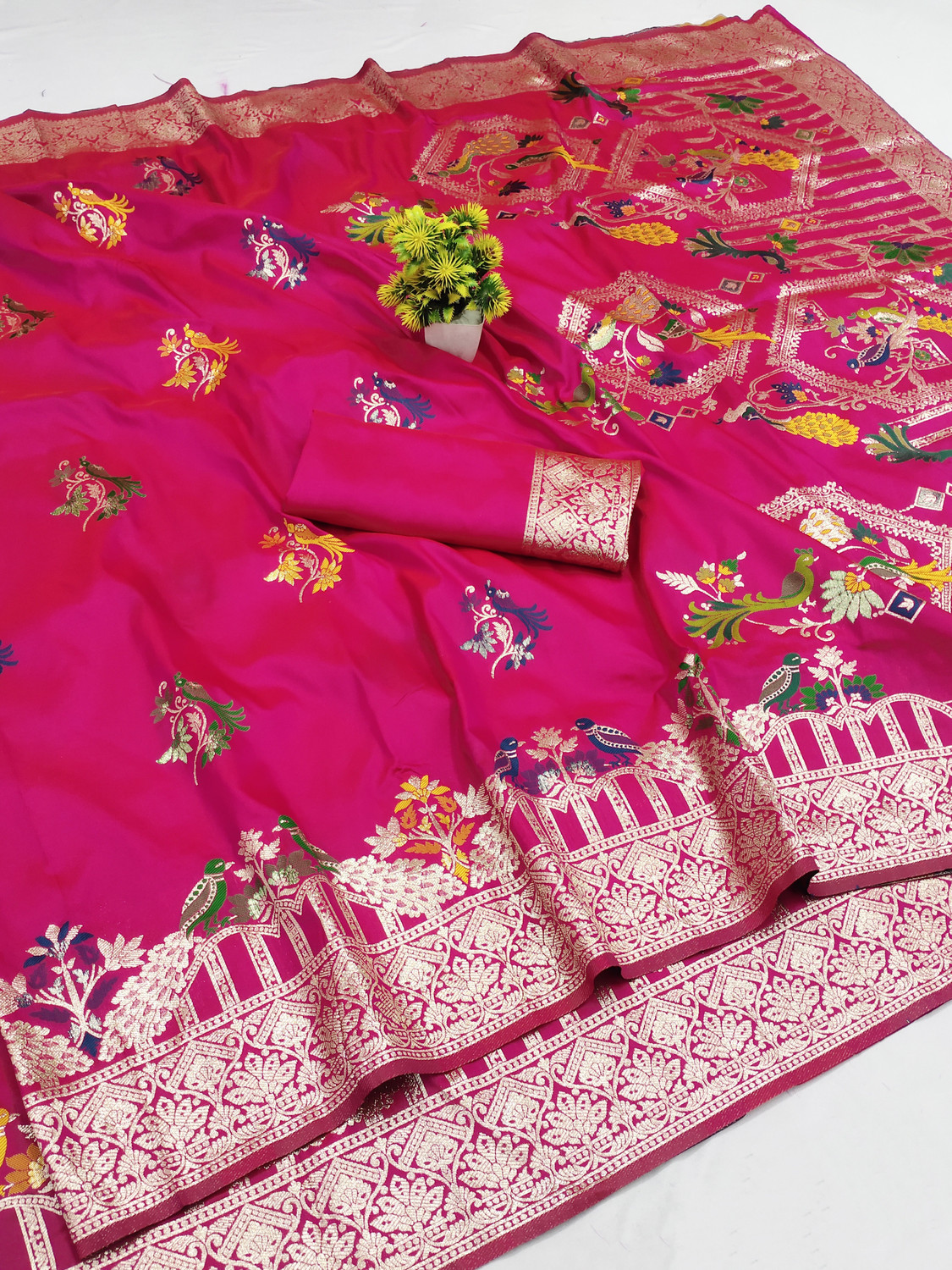 Image of signagraph Embroidered Bollywood Satin Saree (Multicolor)