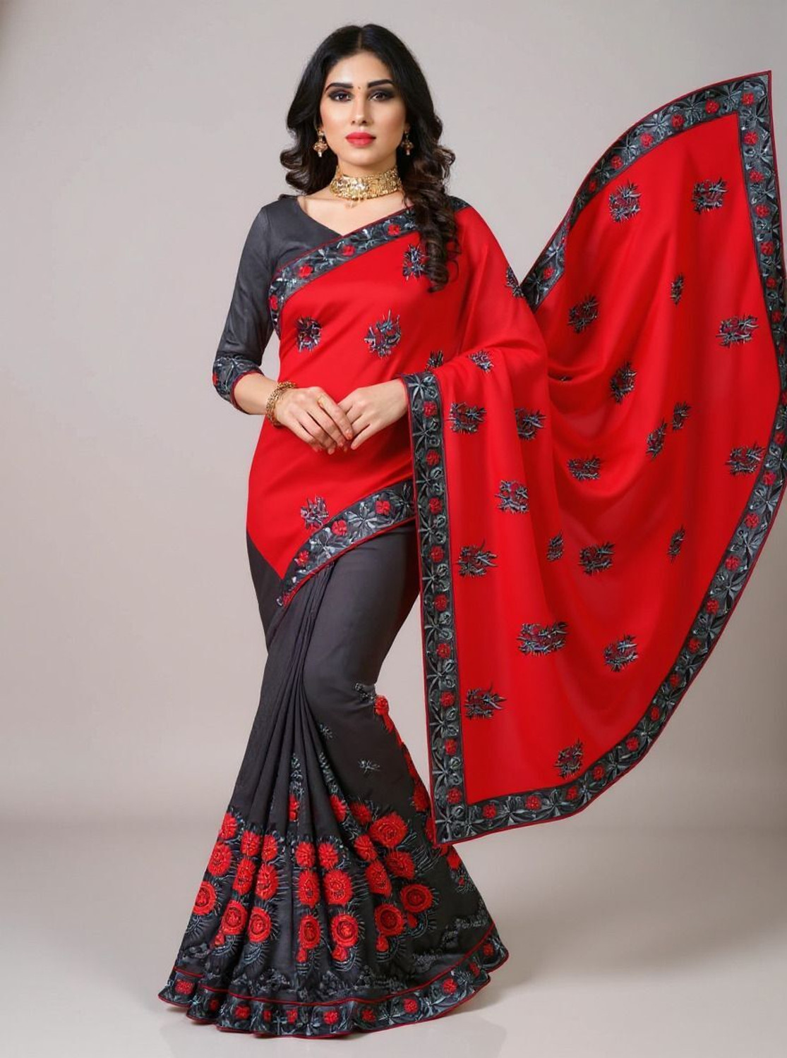Image of b bella creation Printed Daily Wear Organza Saree (Yellow)