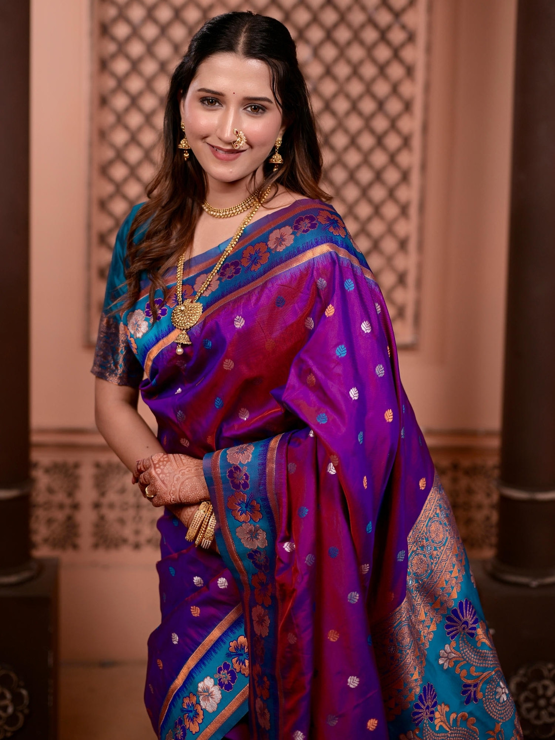 Image of Samantha Woven Paithani Art Silk Saree (Multicolor)