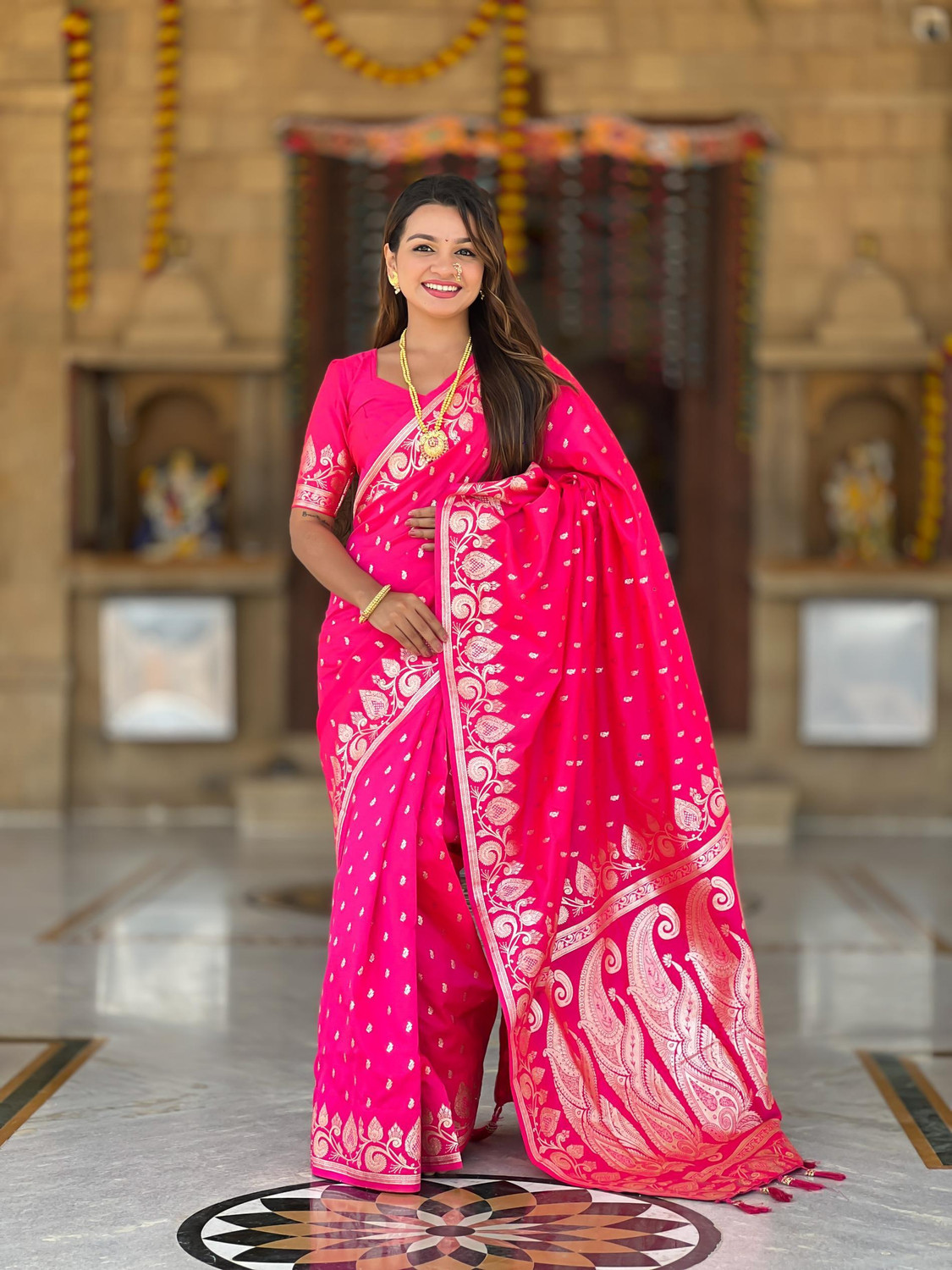 Image of signagraph Embroidered Bollywood Satin Saree (Multicolor)