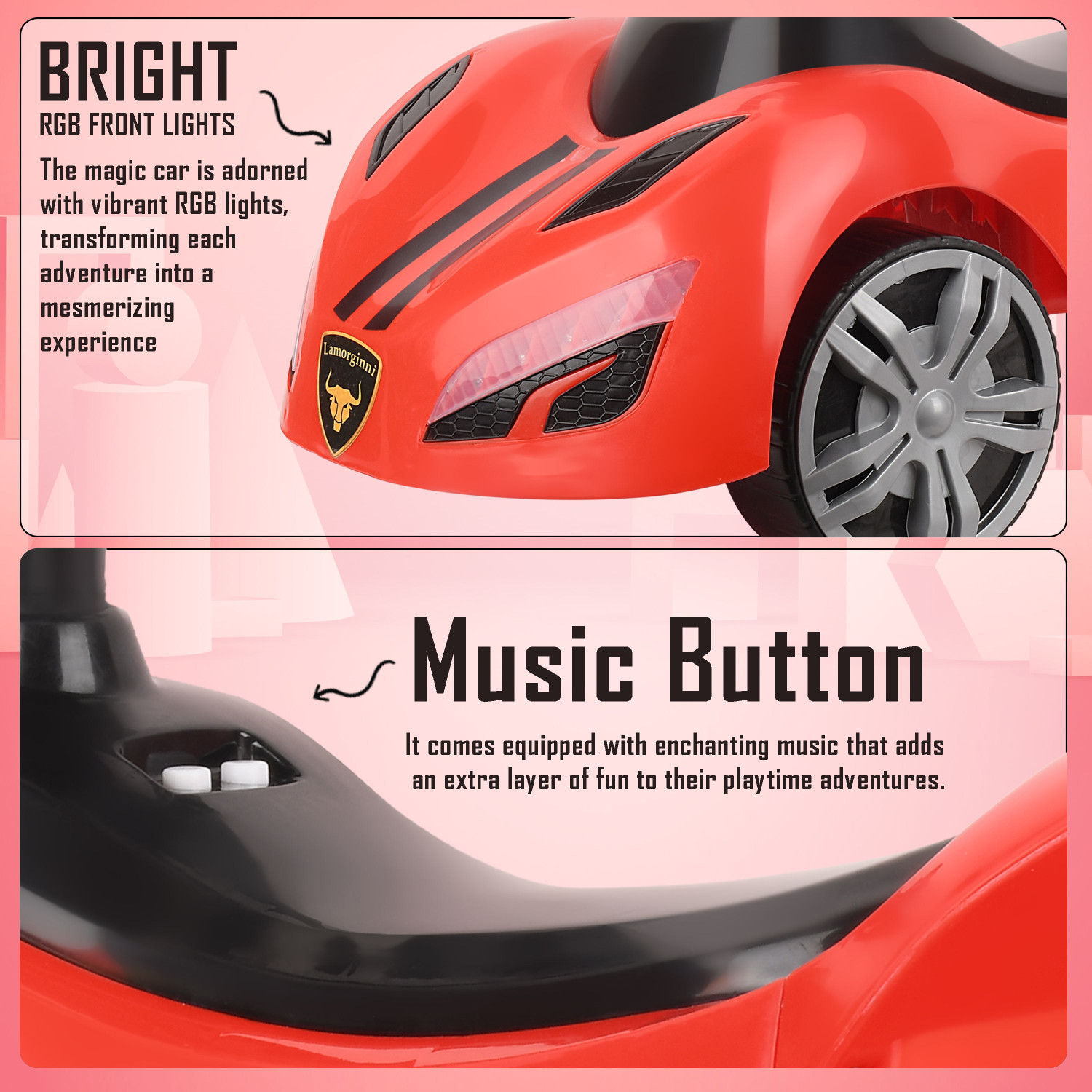 Image of VARAA G KIDS SCOOTER I BIG WHEEL I UPTO 2 YEAR KIDS I LIGHT & MUSIC (Red)