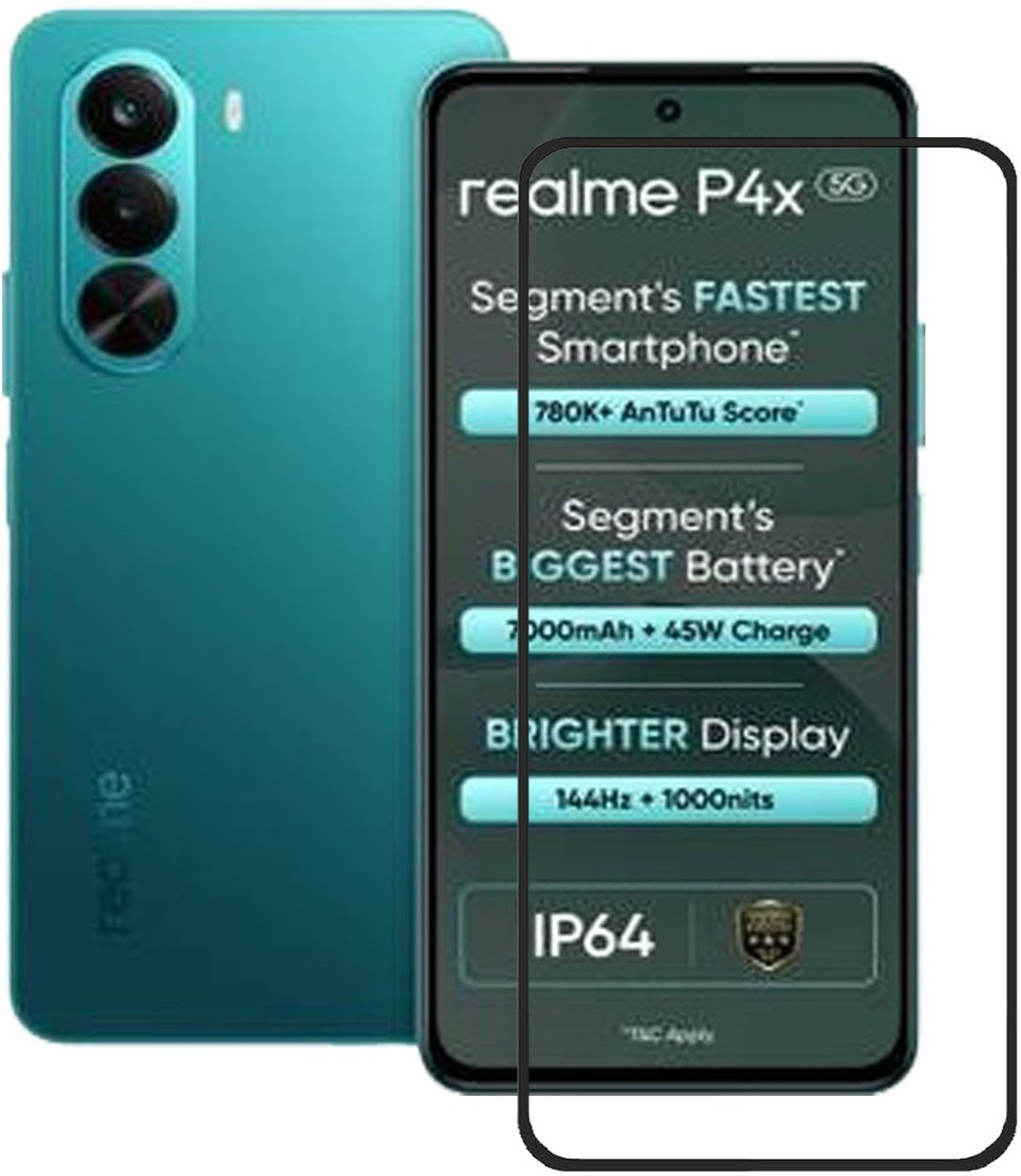 Image of Az traders Edge To Edge Tempered Glass for realme P4x 5G, Realme P4x (Pack of 1)