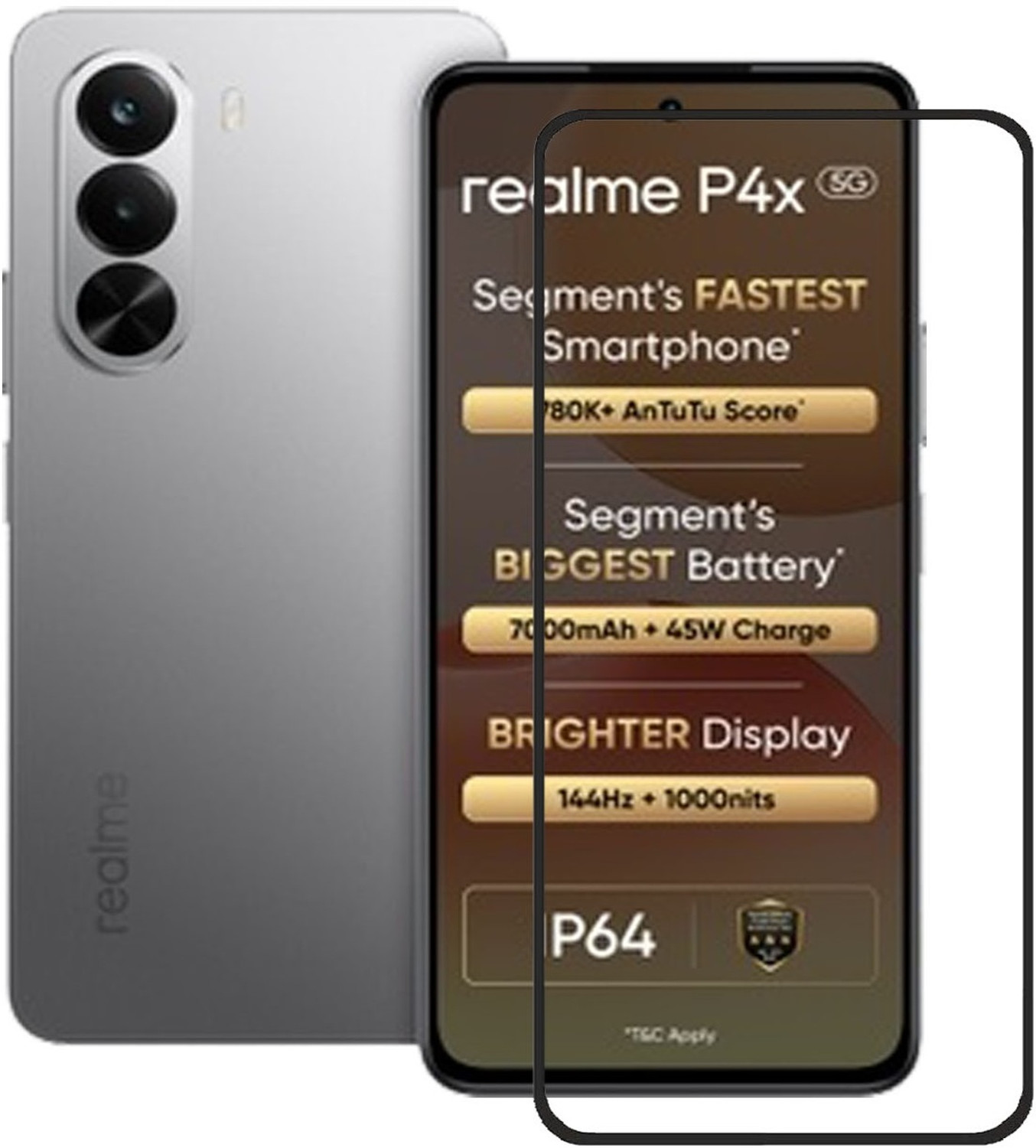 Image of Az traders Edge To Edge Tempered Glass for realme P4x 5G, Realme P4x (Pack of 1)