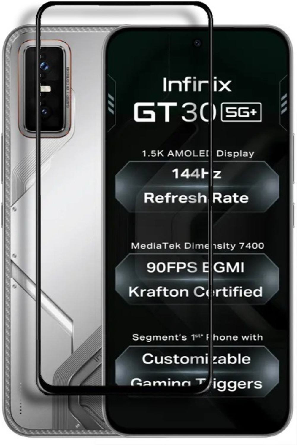 Image of Mobilebies Tempered Glass Guard for infinix GT 30 5G Premium Screen Protector Guard with Easy Installation Kit (Pack of 1)