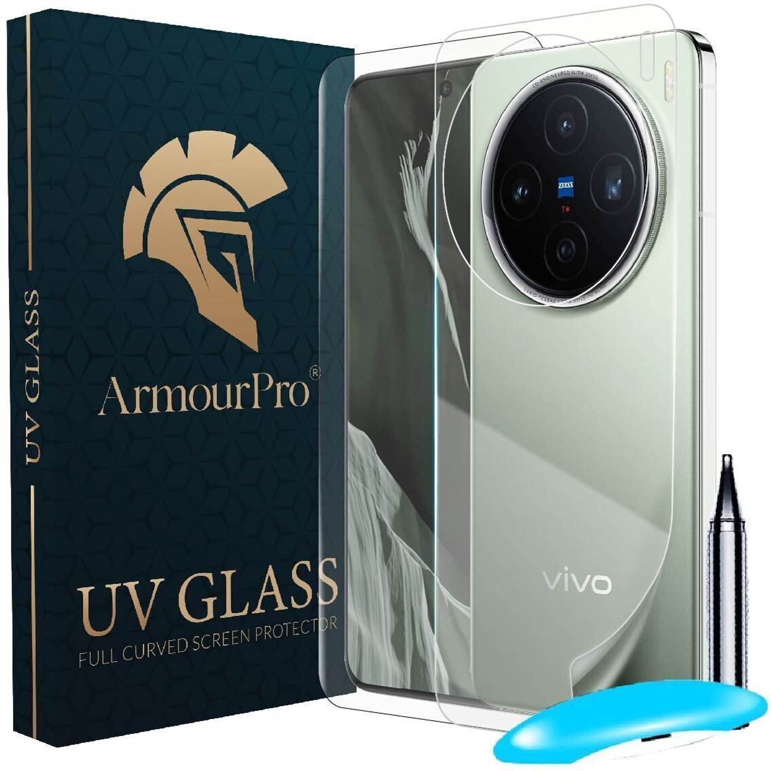 Image of tombik Front and Back Tempered Glass for 48po-vivo X200-fb (Pack of 2)