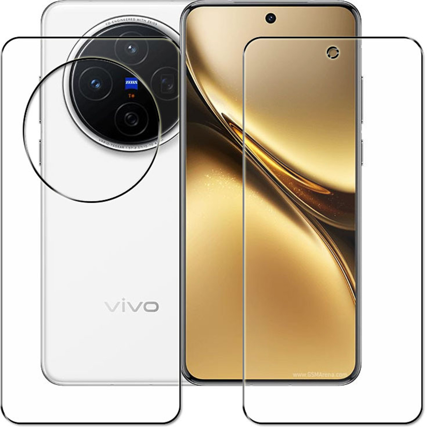 Image of tombik Front and Back Tempered Glass for 48po-vivo X200-fb (Pack of 2)