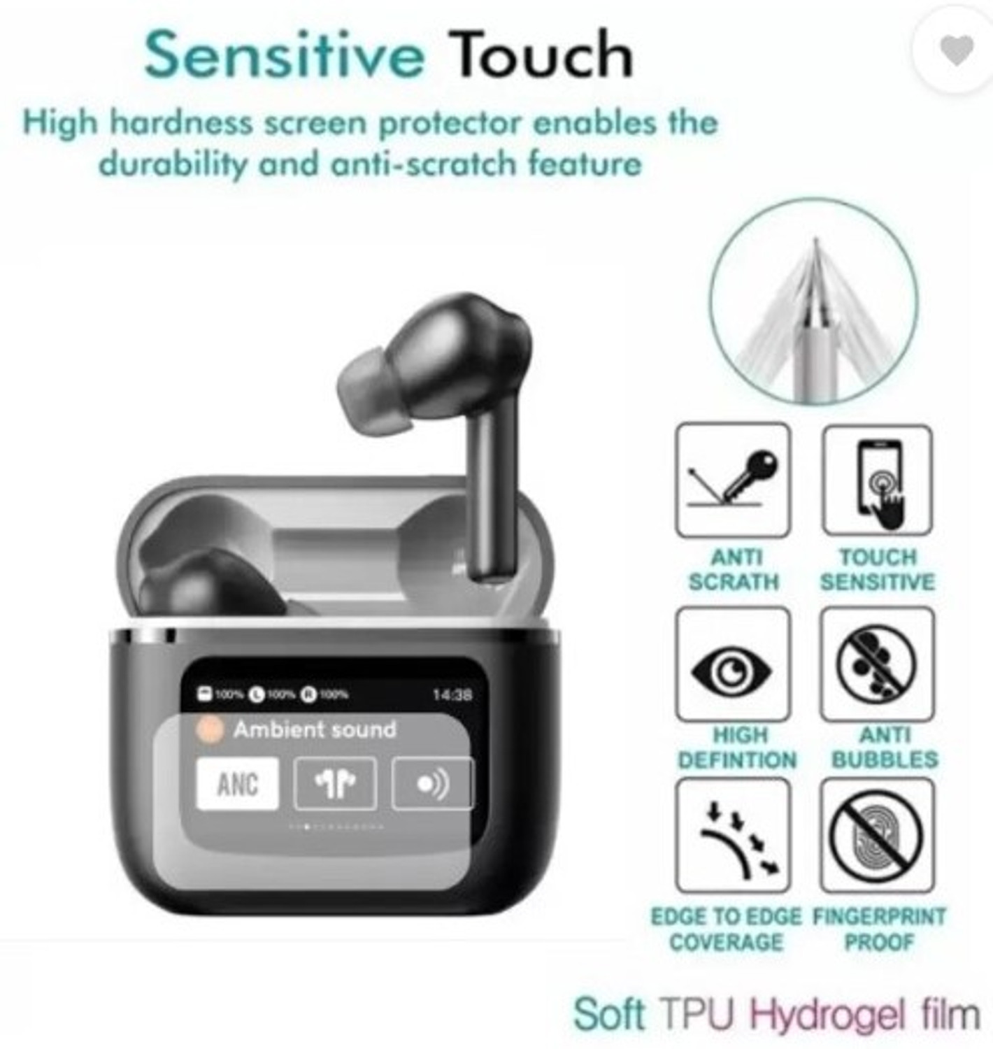 Image of SSRB Nano Glass for JBL TOUR PRO 2 TWS True Adaptive Noise Canceling Earbuds with Wireless Charging Black - Copy (6) (Pack of 2)