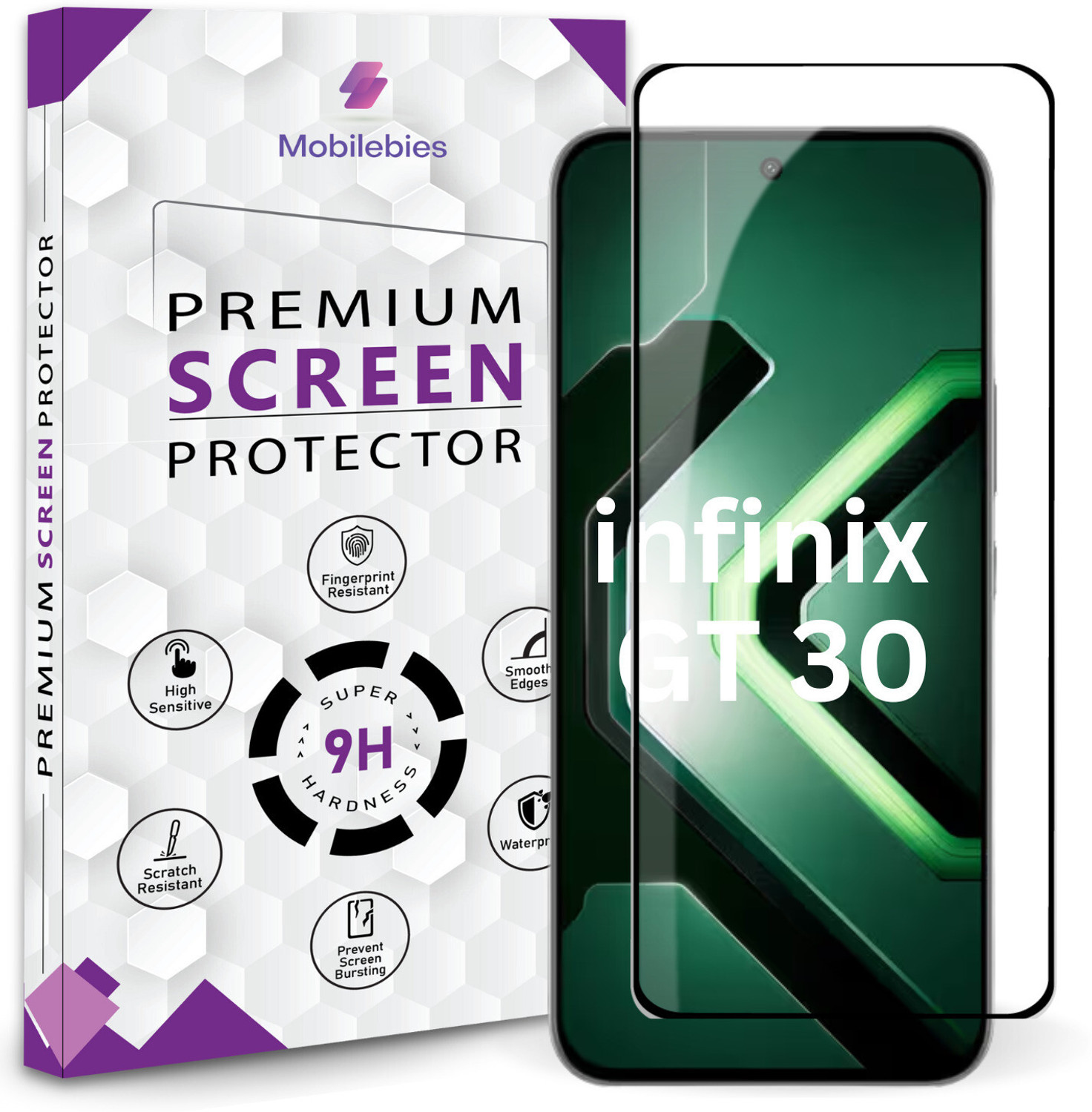 Image of Mobilebies Tempered Glass Guard for infinix GT 30 5G Premium Screen Protector Guard with Easy Installation Kit (Pack of 1)