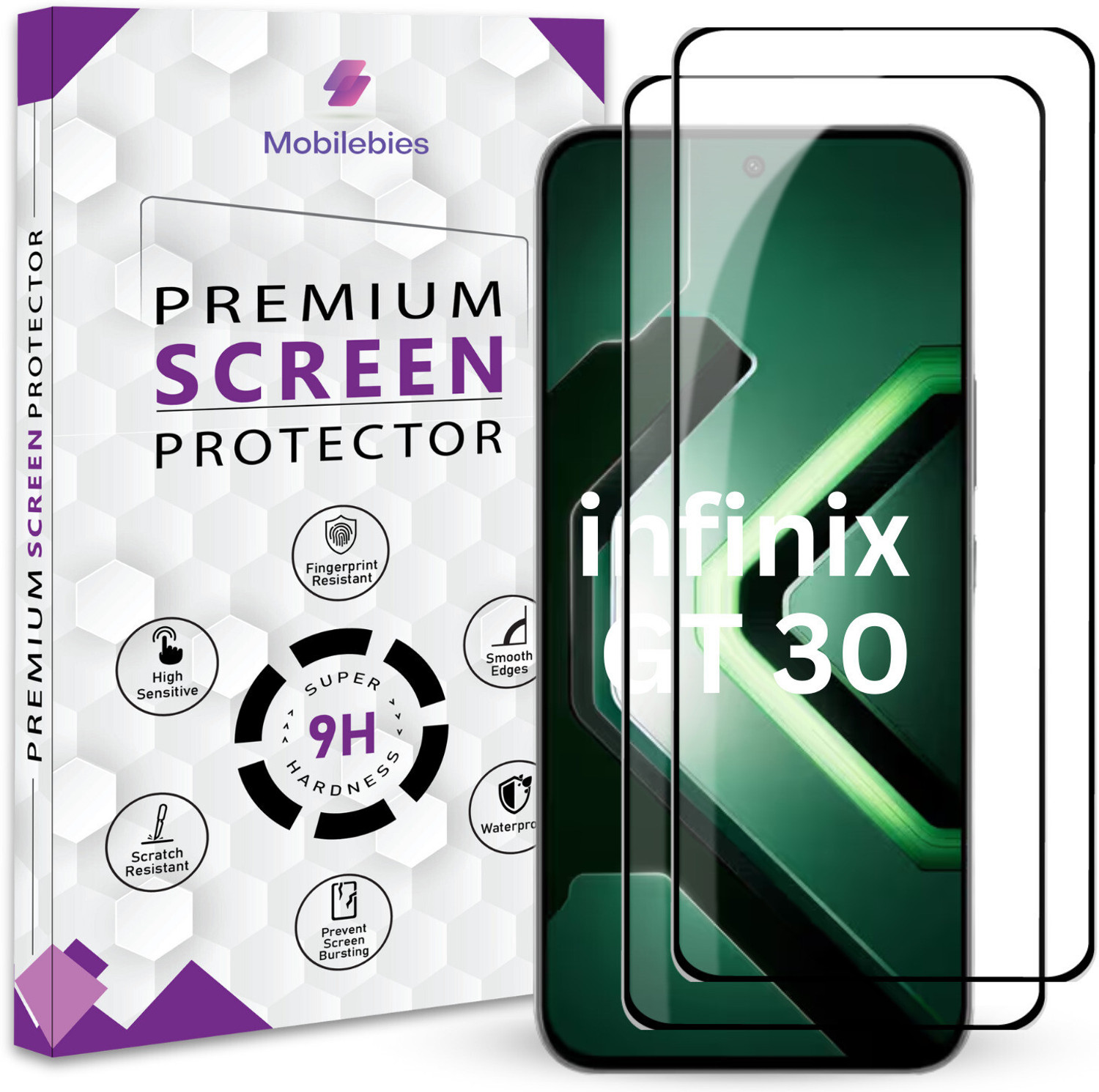 Image of Mobilebies Tempered Glass Guard for infinix GT 30 5G Premium Screen Protector Guard with Easy Installation Kit (Pack of 1)