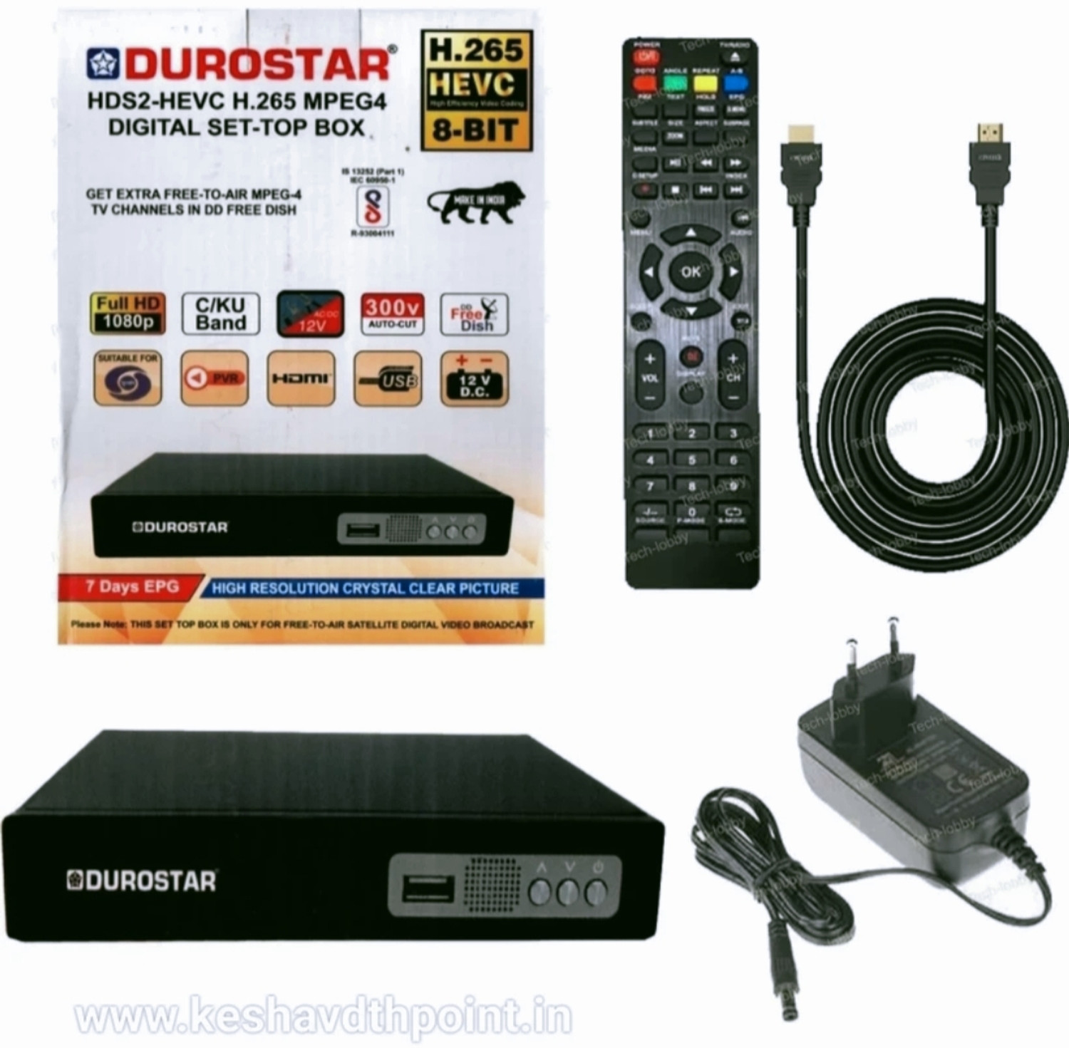 Image of DUROSTAR Full HD H.265 MPEG-4 Set Top Box for Free to Air 150+Tv Channels Media Streaming Device (Black)