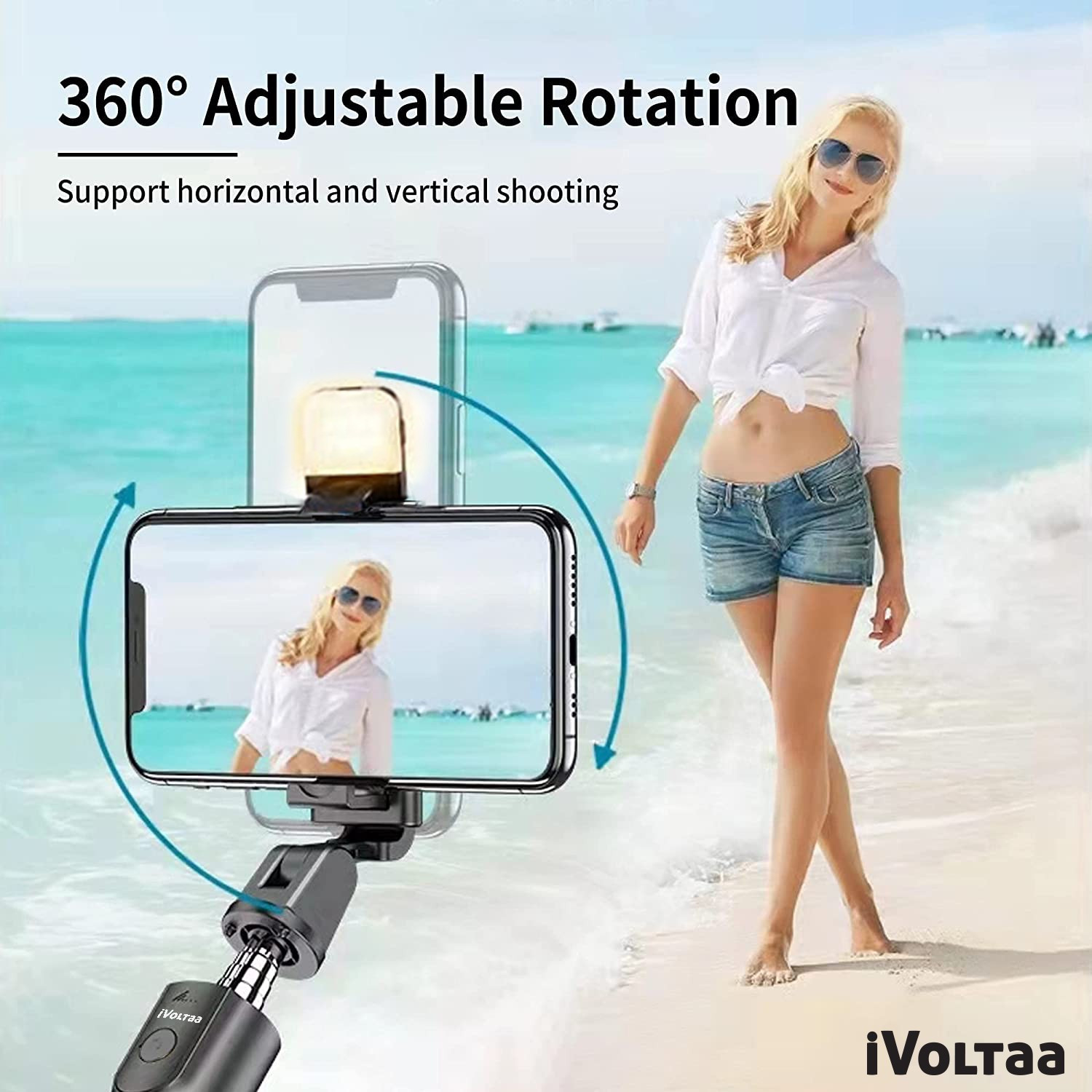 Image of iVoltaa PROGEN22 Flash Light Bluetooth Selfie Stick