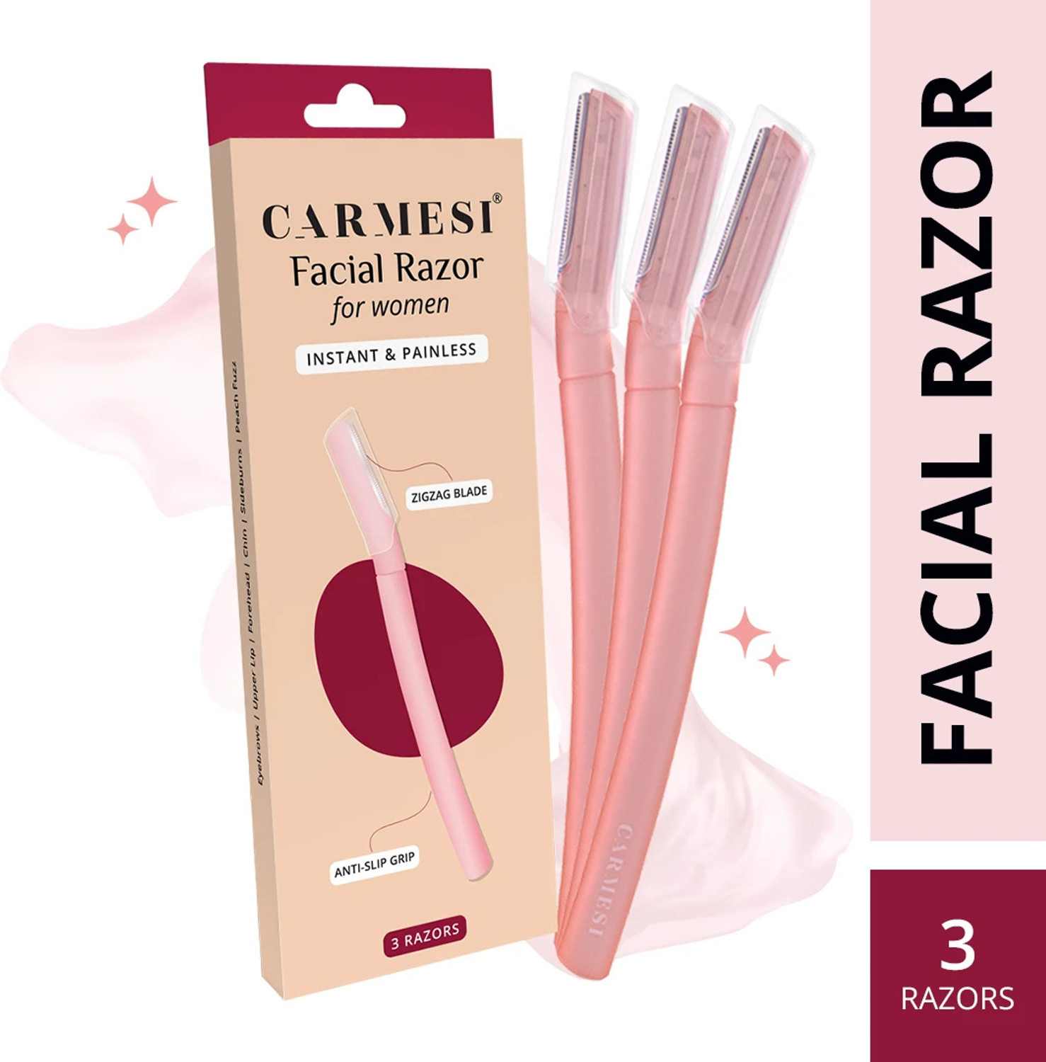 carmesi Facial Razor for Women - For Instant &amp; Painless Hair Remov