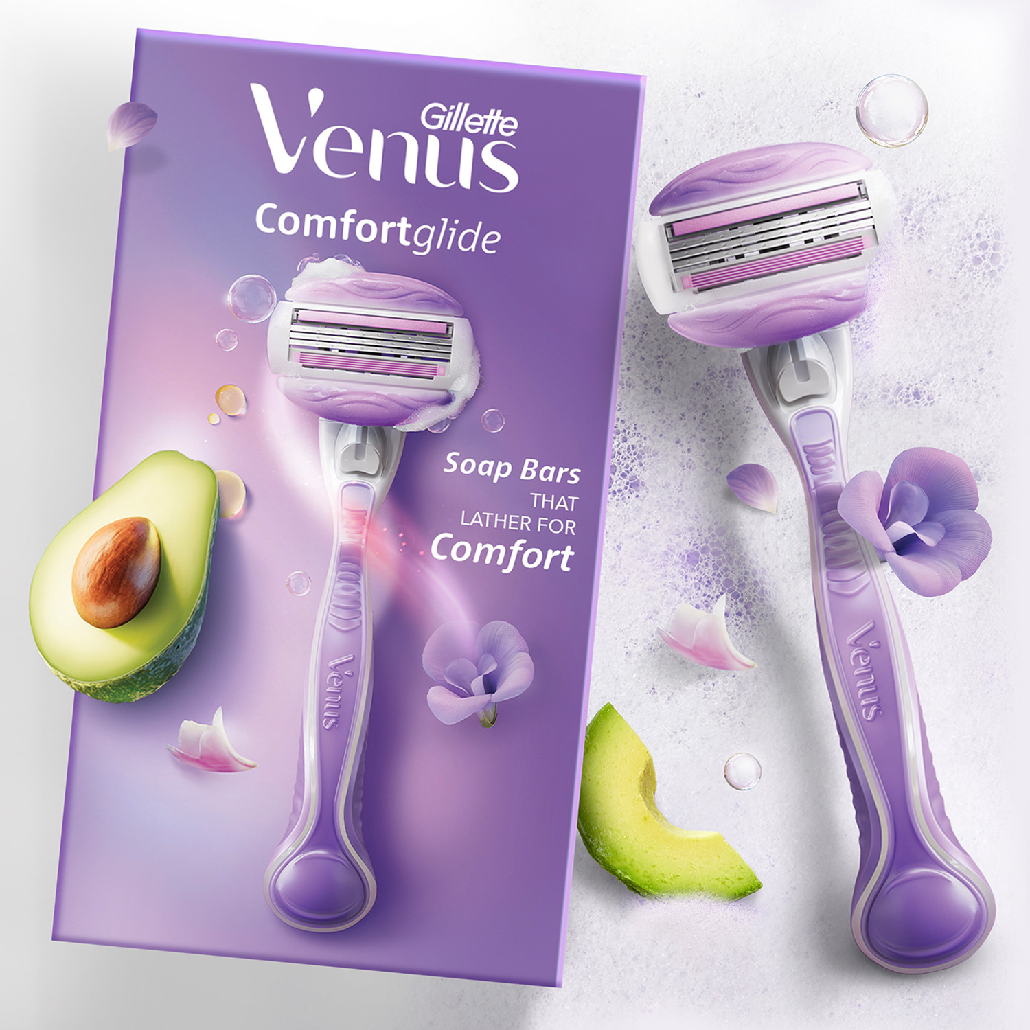 GILLETTE Venus Breeze Hair Removal Razor with Avocado Oils & Body Butter, Freesia Scent for Women