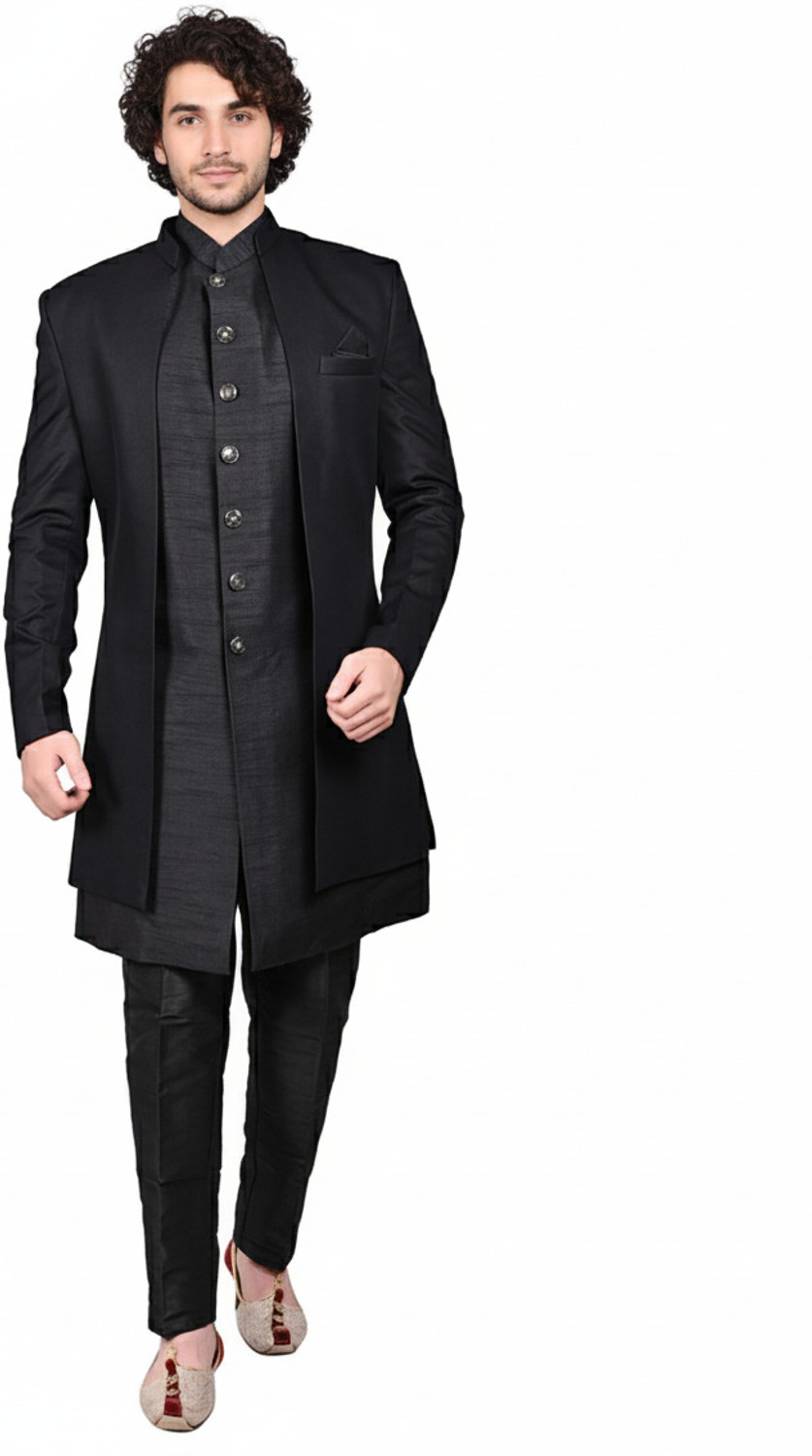 Image of Diamond Style Solid Sherwani