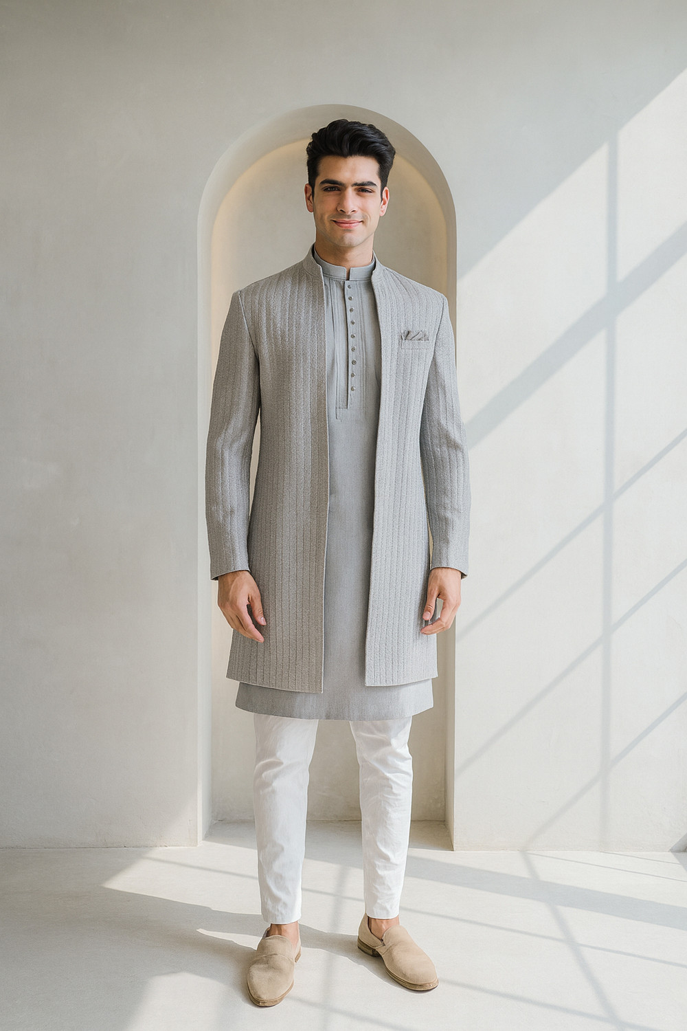 Image of Diamond Style Solid Sherwani