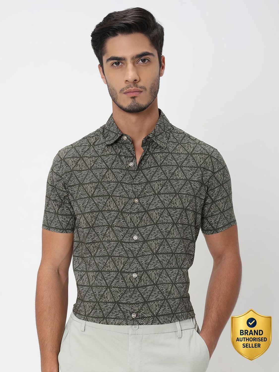 mufti men geometric print casual multicolor shirt