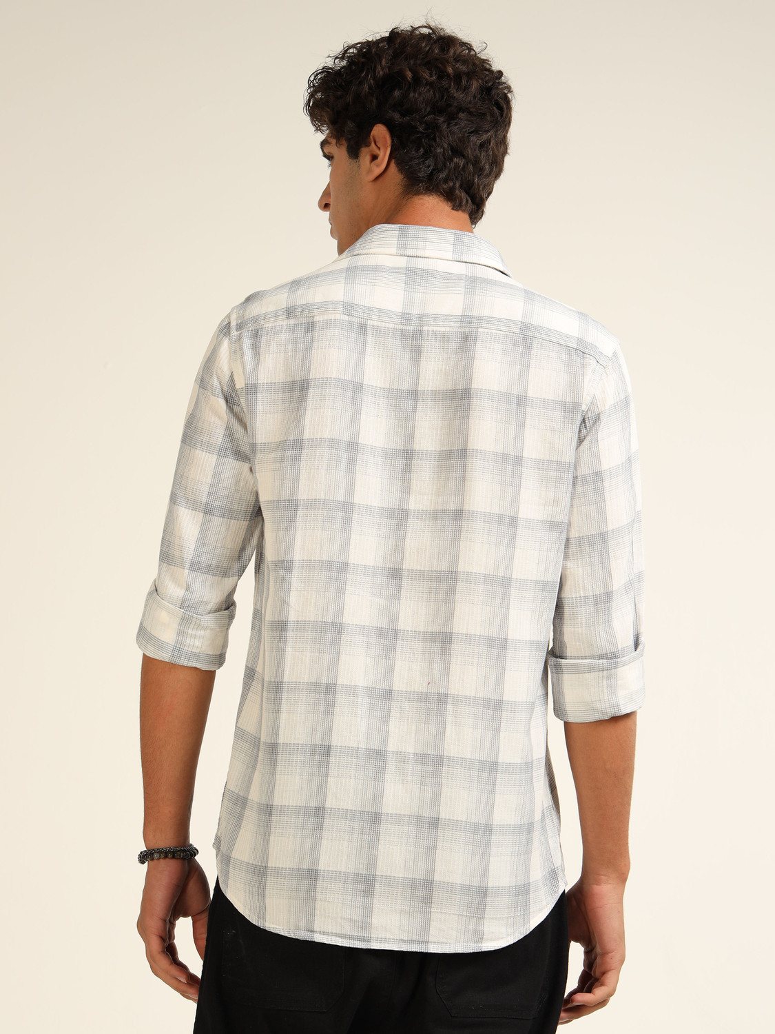 Image of Bushirt Men Regular Fit Checkered Spread Collar Casual Shirt