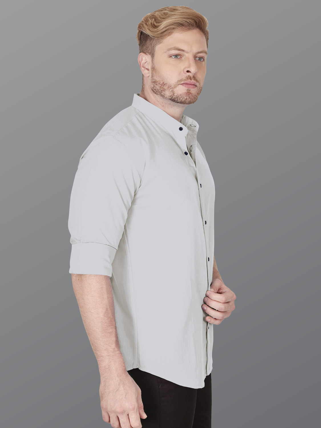 Image of VeBNoR Men Solid Formal Grey Shirt