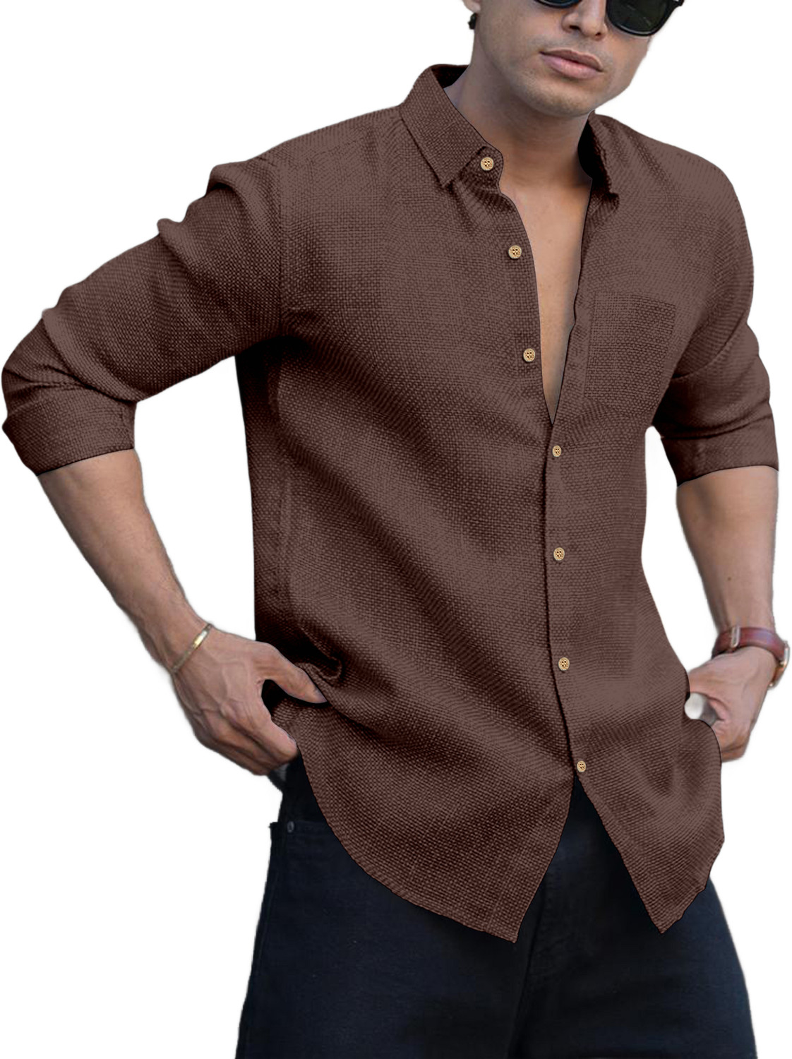 Image of NexaFlair Men Regular Fit Solid Spread Collar Formal Shirt