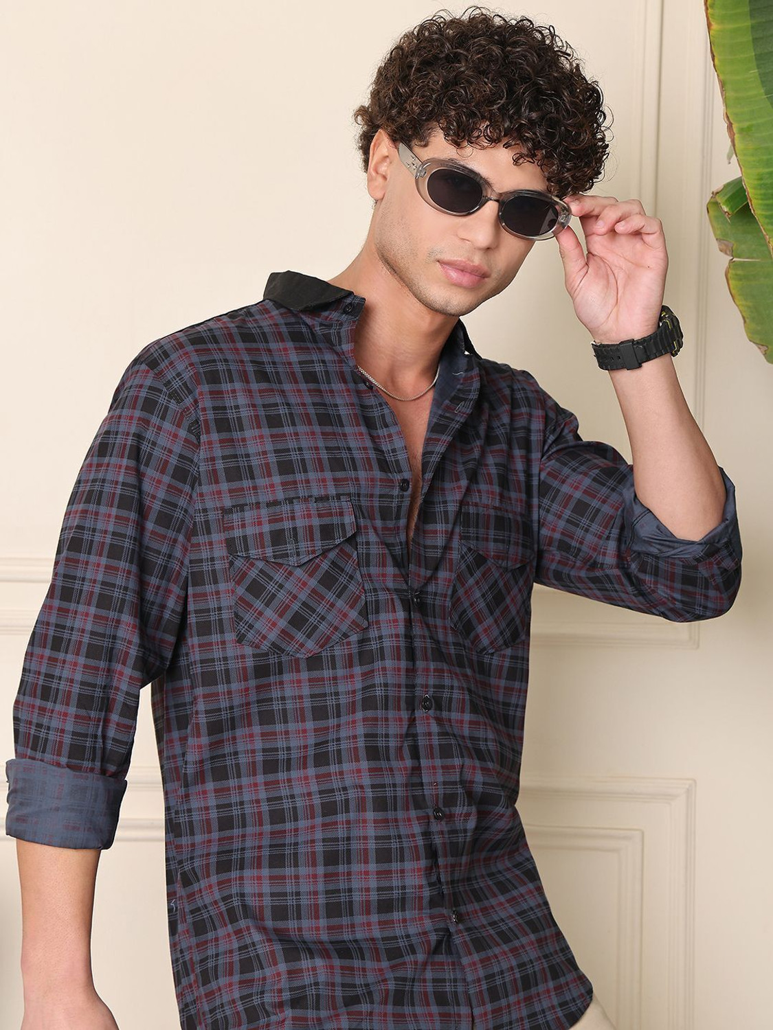 Image of METRONAUT Men Regular Fit Checkered Spread Collar Casual Shirt