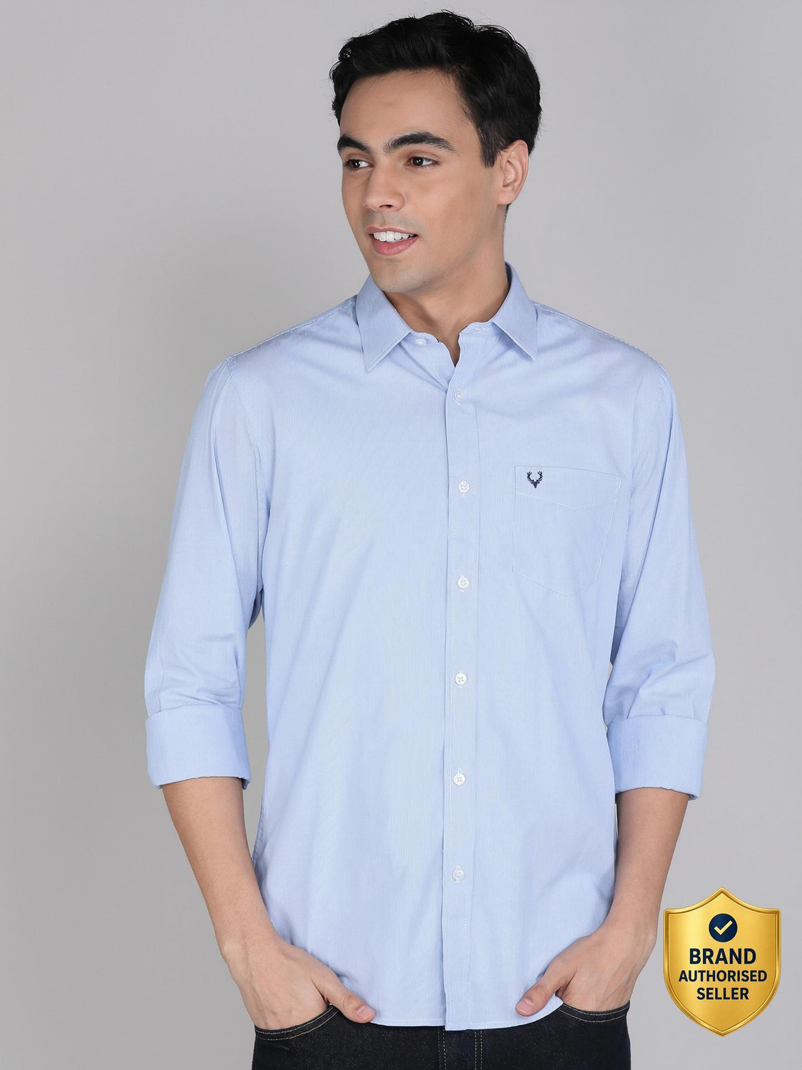 Allen Solly Men Striped Casual Light Blue Shirt