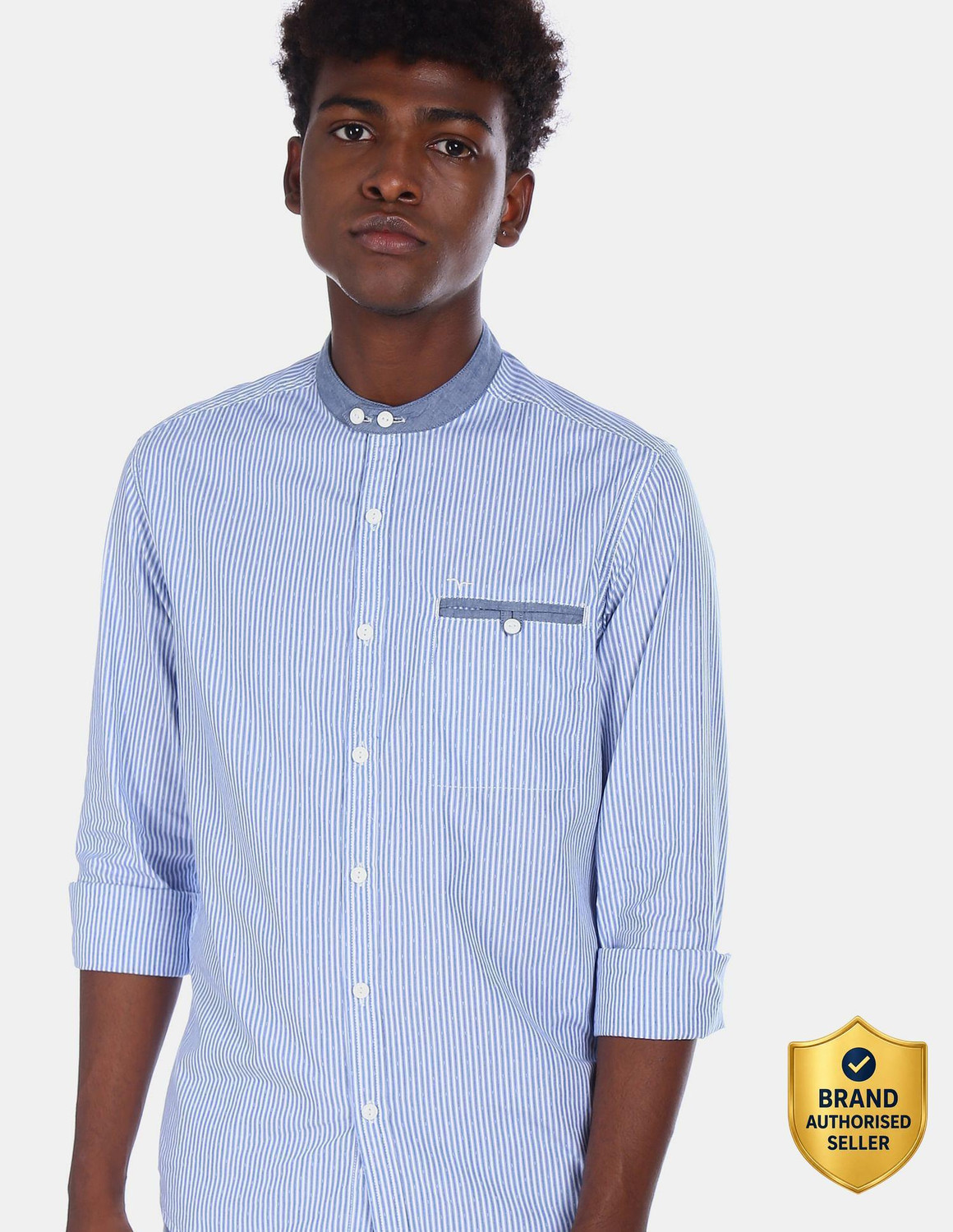Image of FLYING MACHINE Men Slim Fit Striped Spread Collar Casual Shirt