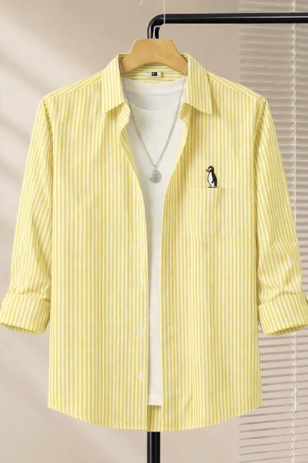 Image of TorontoCN Men Regular Fit Embroidered Spread Collar Casual Shirt