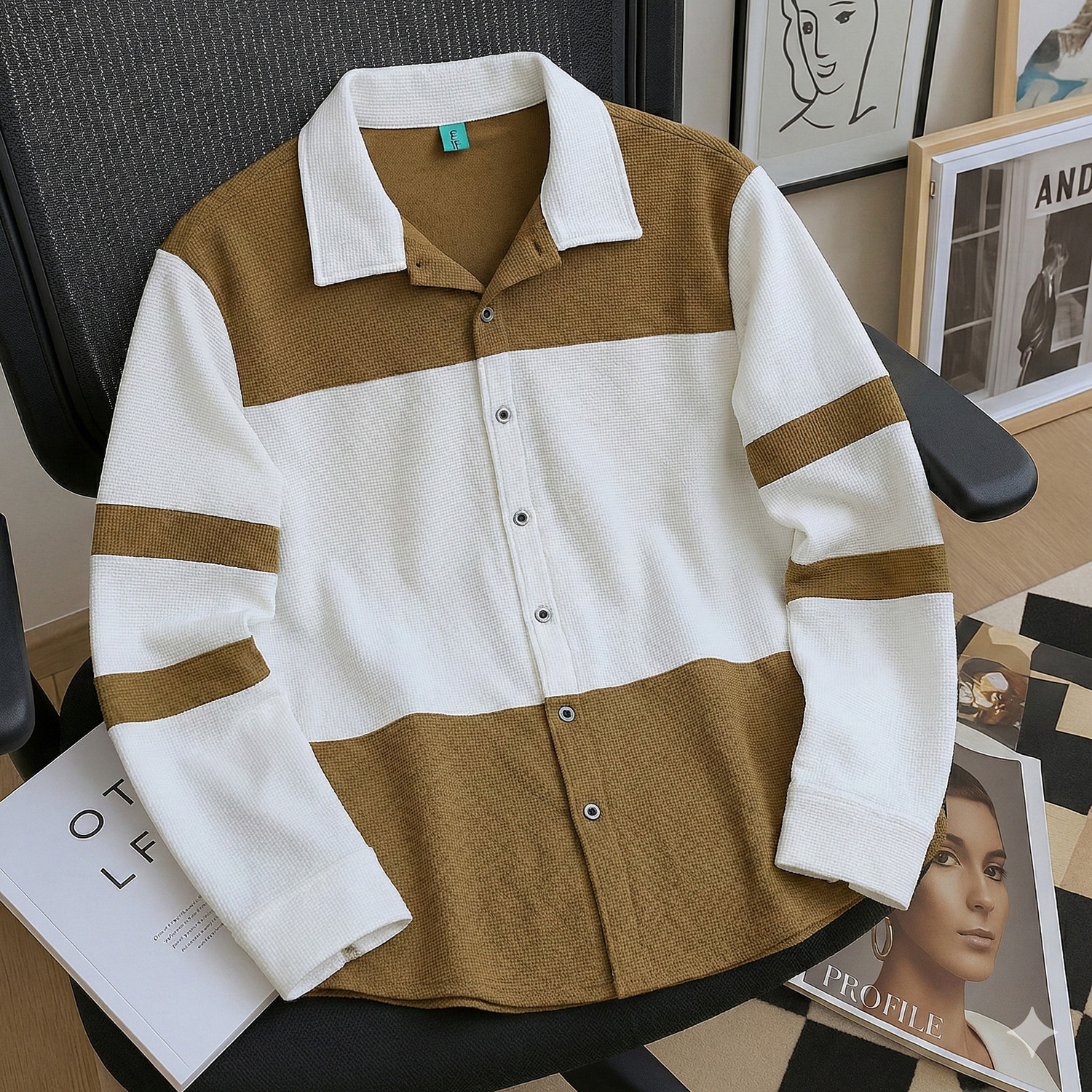 Image of monteliv fashion Men Regular Fit Embroidered Spread Collar Casual Shirt