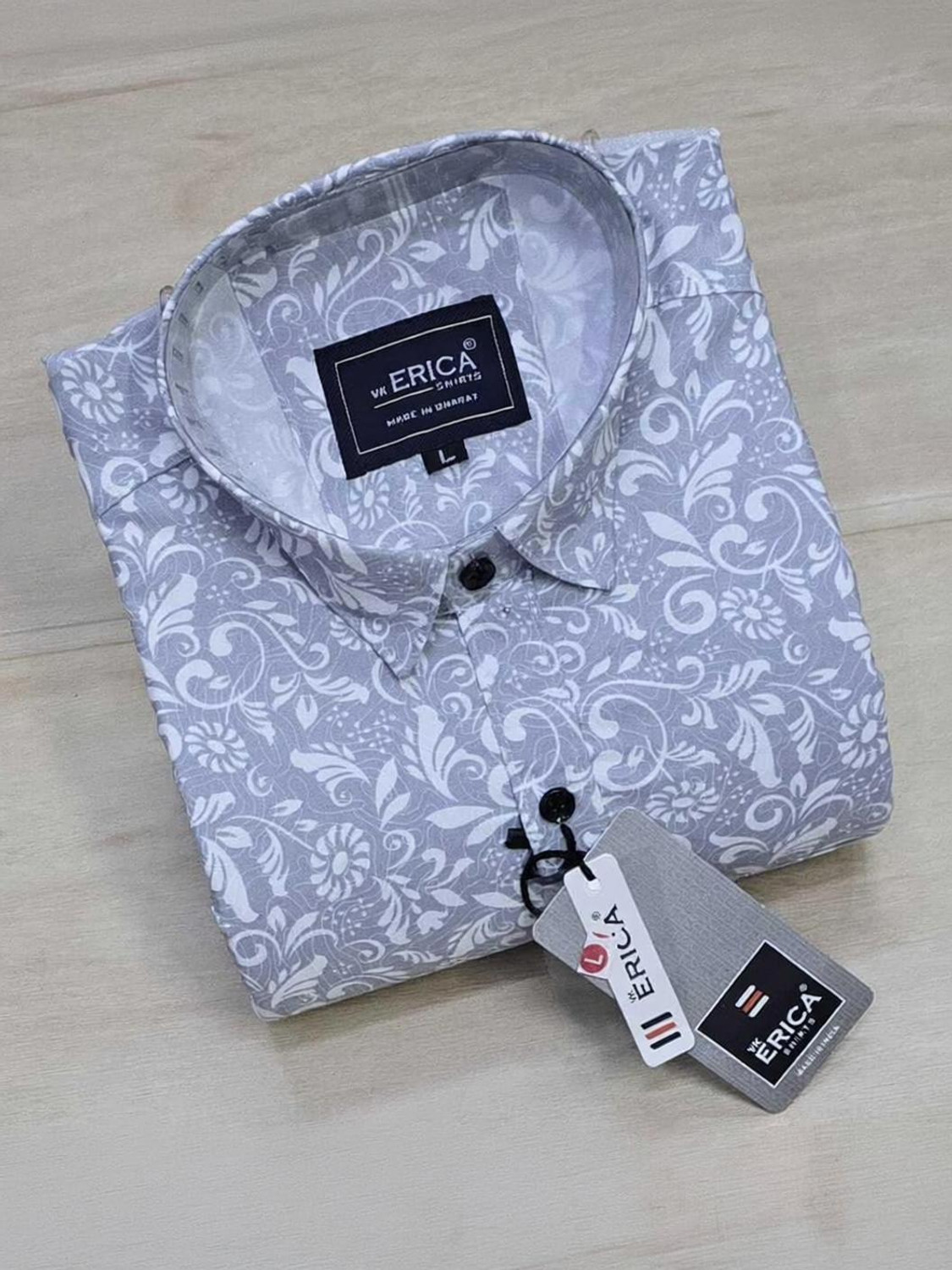 Image of french crown Men Regular Fit Printed Mandarin Collar Casual Shirt