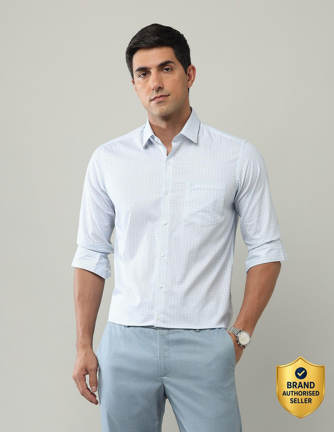 Image of ARROW Men Regular Fit Printed Spread Collar Formal Shirt