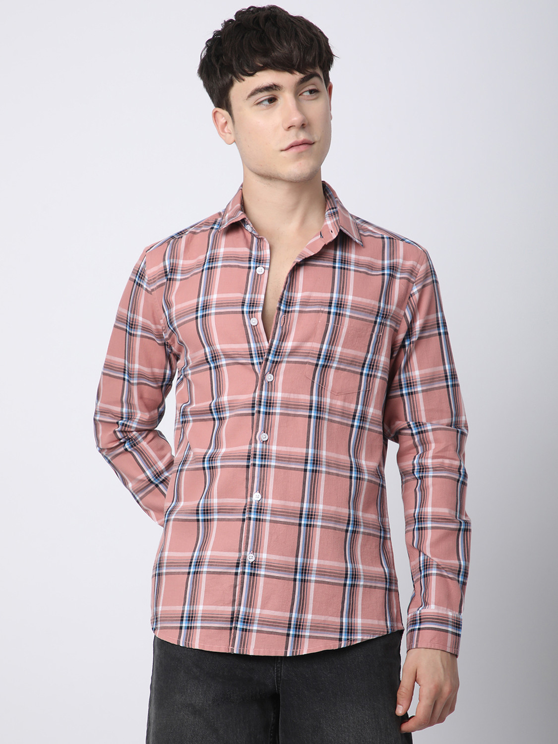 Image of VASTRADO Men Regular Fit Checkered Casual Shirt