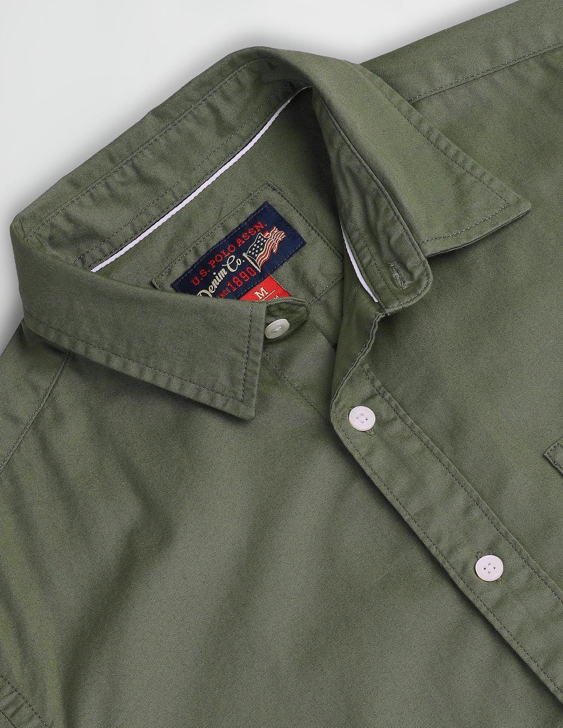 Image of U.S. POLO ASSN. Men Slim Fit Solid Cut Away Collar Casual Shirt