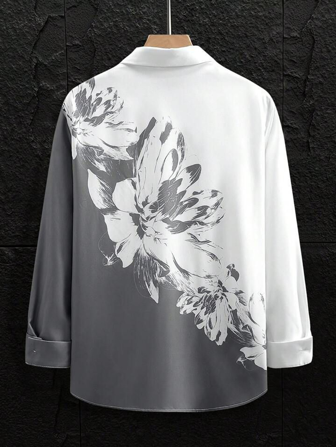 Image of Indissoluble Men Regular Fit Floral Print, Dyed /Ombre Ribbed Collar Casual Shirt