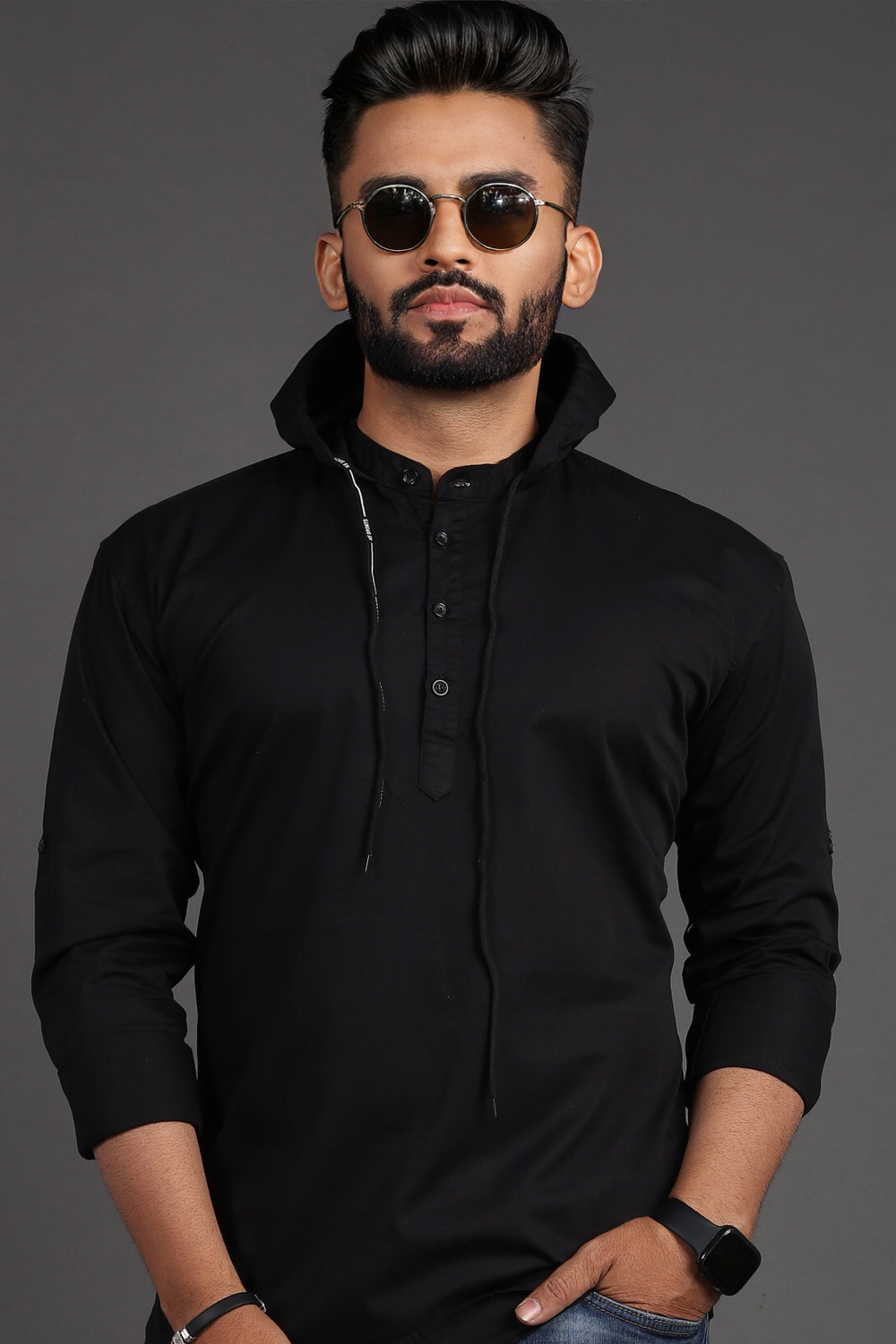 Image of PERCH Men Slim Fit Solid Button Down Collar Casual Shirt