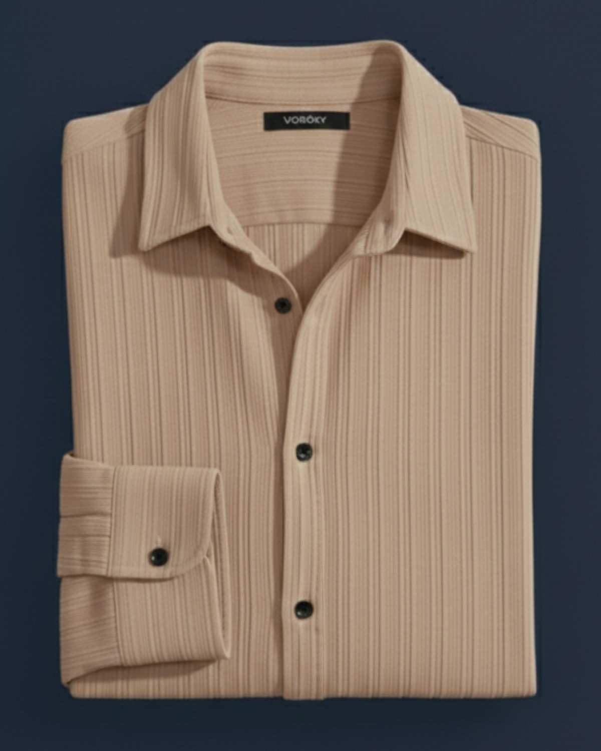 Image of Voroxy Men Regular Fit Striped Spread Collar Casual Shirt