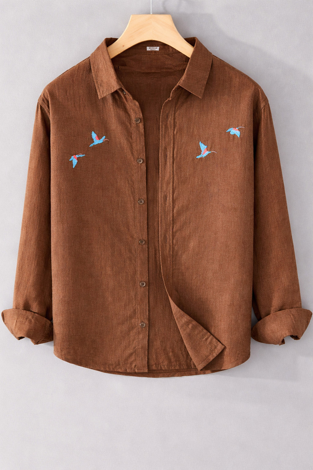 Image of TorontoCN Men Regular Fit Embroidered Spread Collar Casual Shirt