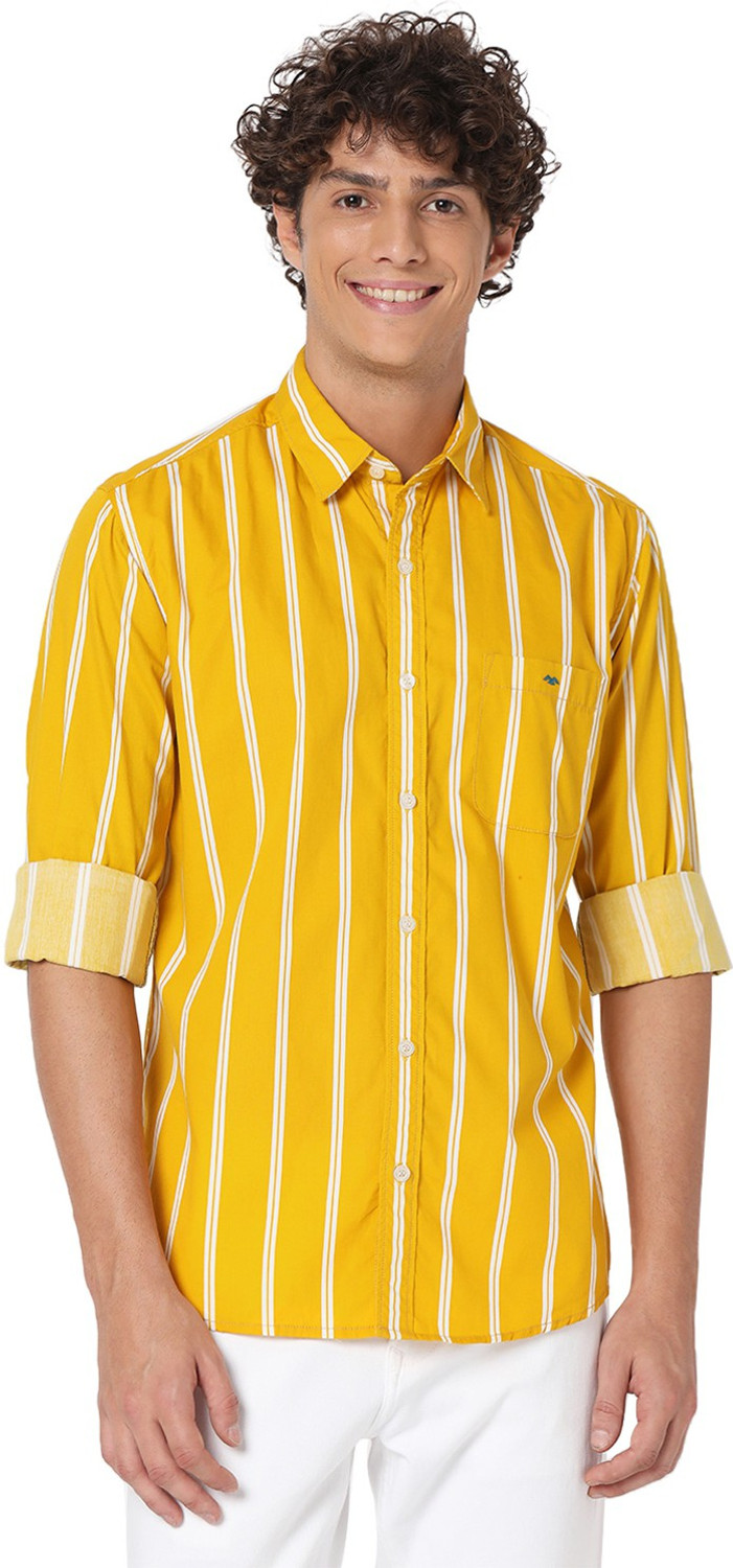 Image of MUFTI Men Slim Fit Striped Spread Collar Casual Shirt