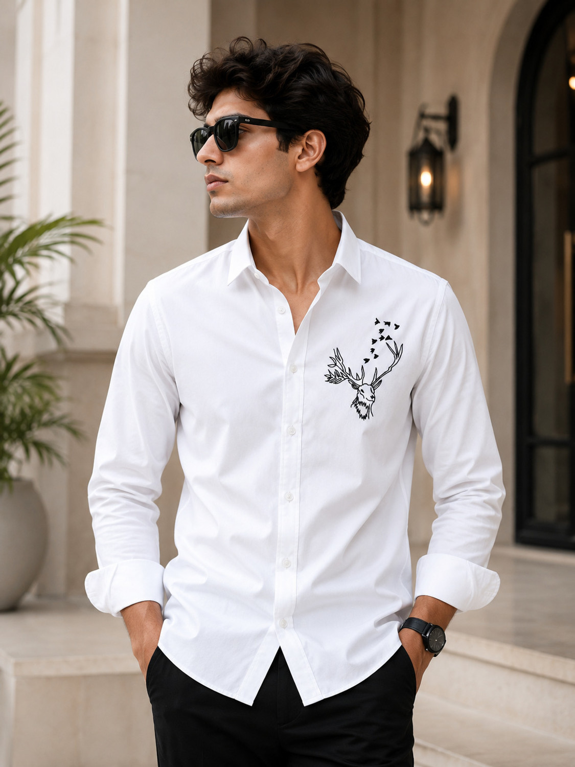 Image of KILLER Men Regular Fit Embroidered Spread Collar Casual Shirt