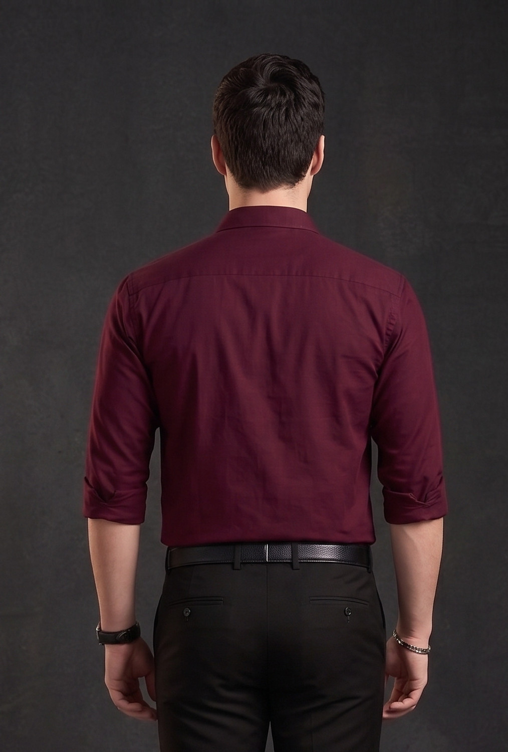 Image of FIBERMILL Men Slim Fit Solid Spread Collar Formal Shirt
