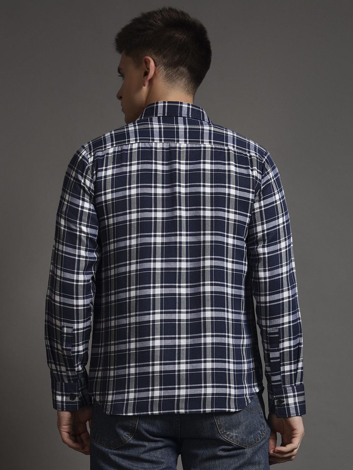 Image of METRONAUT Men Regular Fit Checkered Spread Collar Casual Shirt