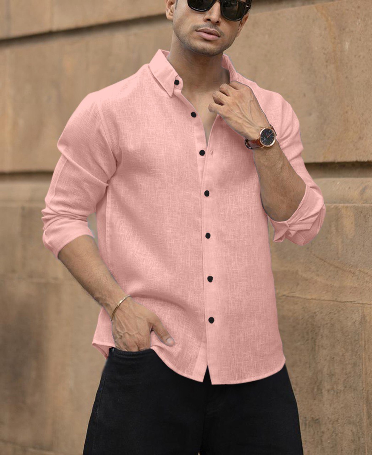 Image of NexaFlair Men Regular Fit Solid Spread Collar Formal Shirt