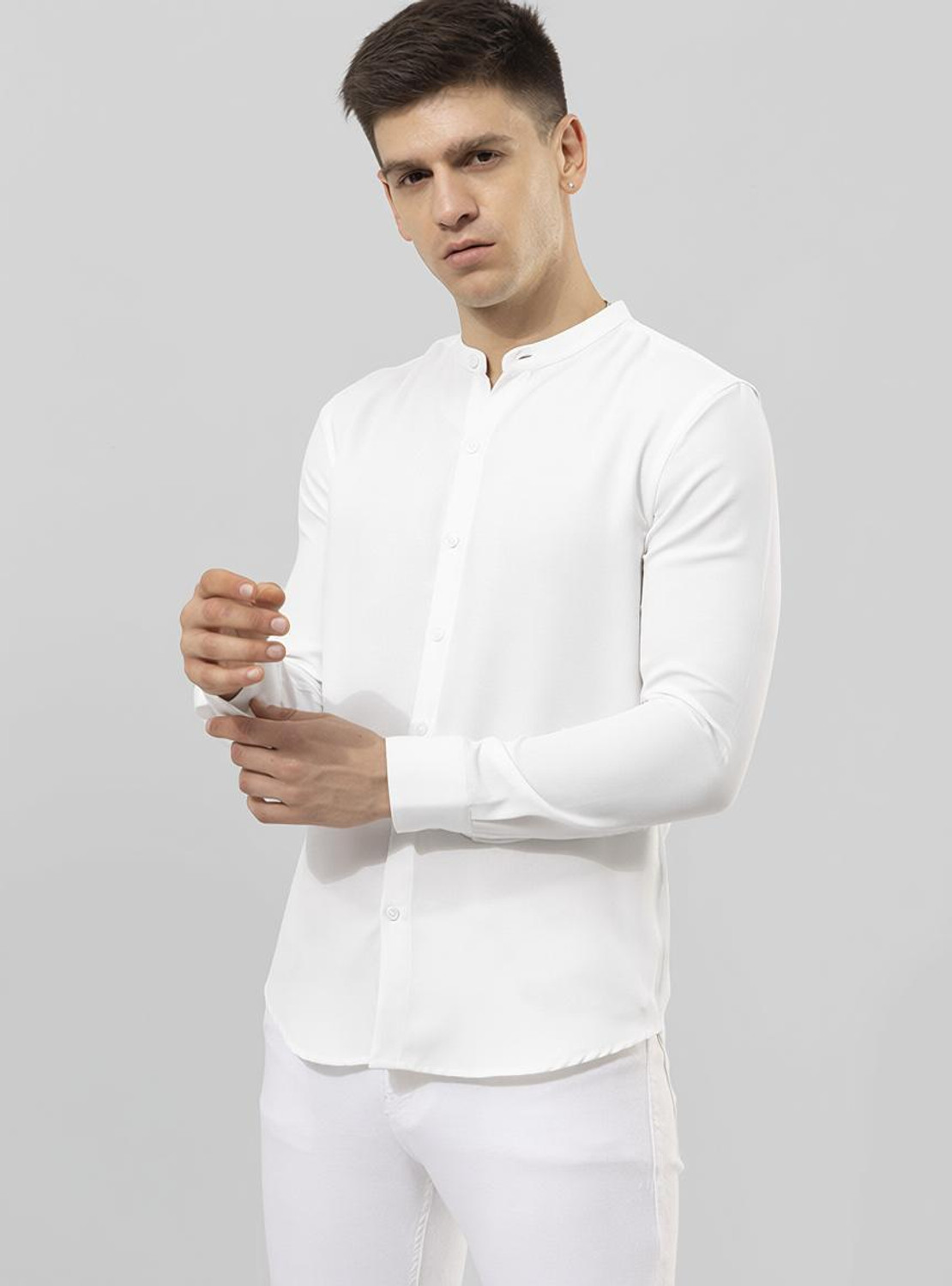 Snitch Men Solid Casual White Shirt