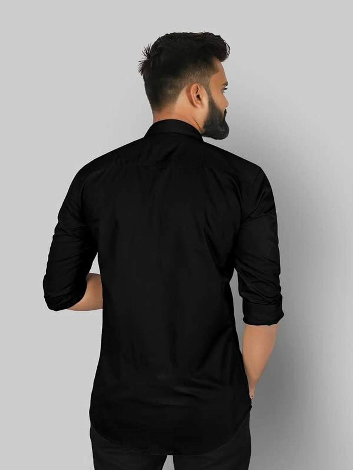 Image of JIGGSTER STORE Men Solid Casual Black Shirt