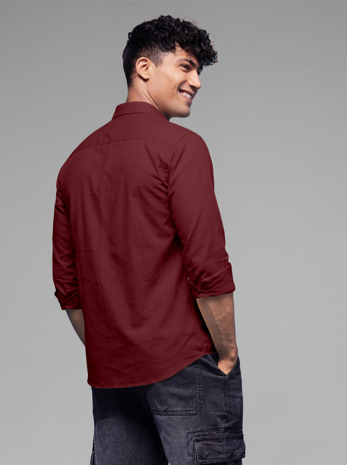 Image of SANBROS Men Regular Fit Solid Spread Collar Casual Shirt