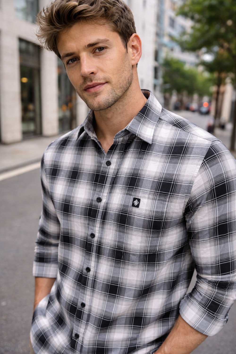 Image of METRONAUT Men Regular Fit Checkered Spread Collar Casual Shirt