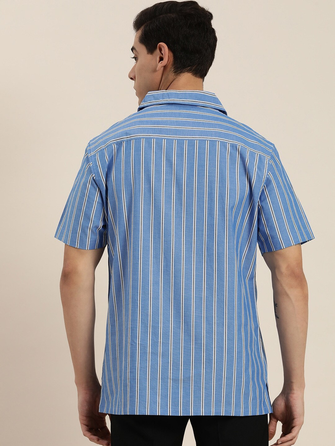 Image of INVICTUS Men Striped Casual Blue Shirt