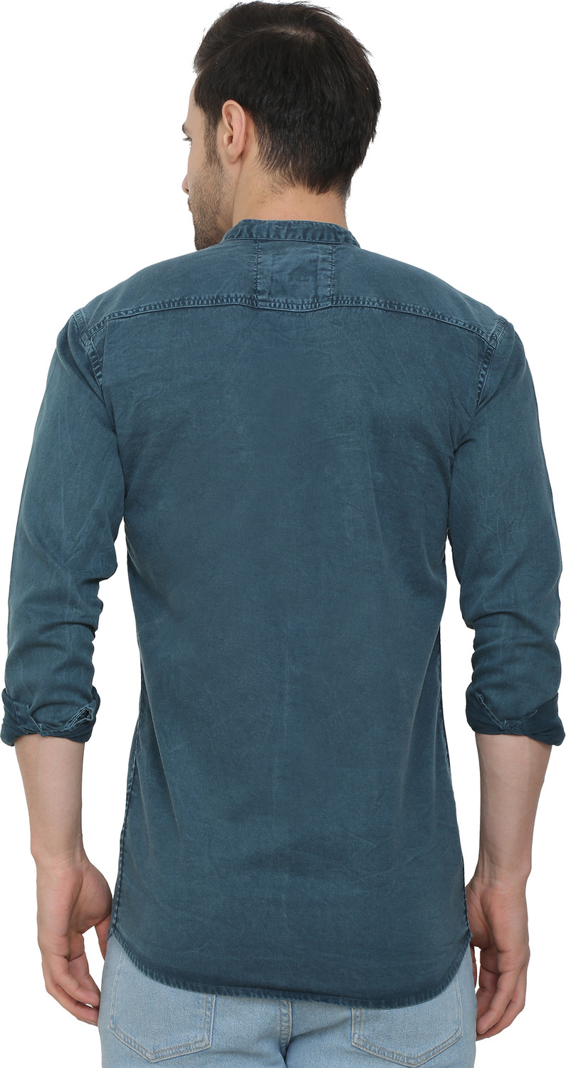 Image of CRAFT HEAVEN Men Washed Casual Dark Green Shirt