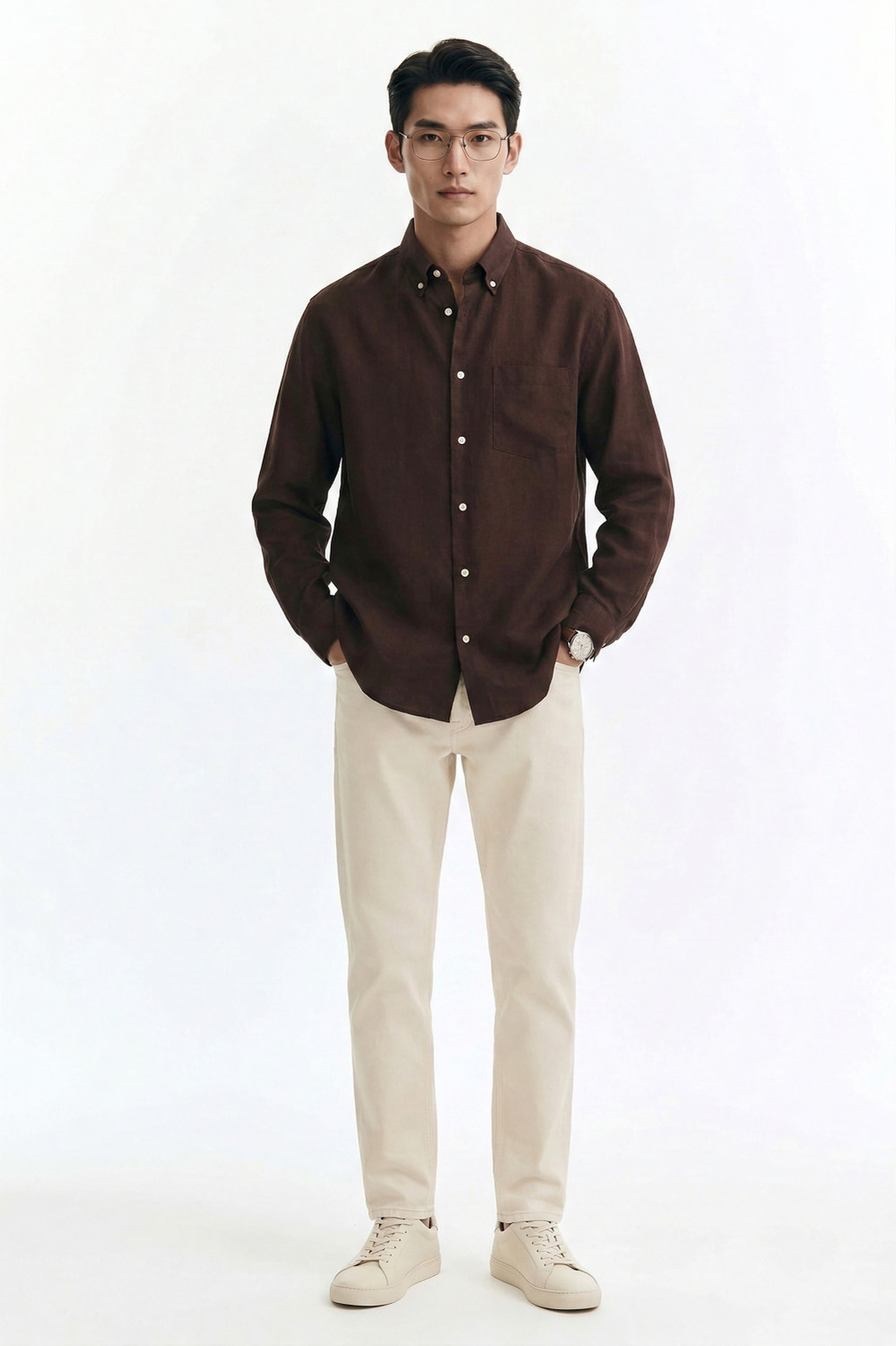 Image of MISCHIEF Monkey Men Tailored Fit Striped Button Down Collar Casual Shirt