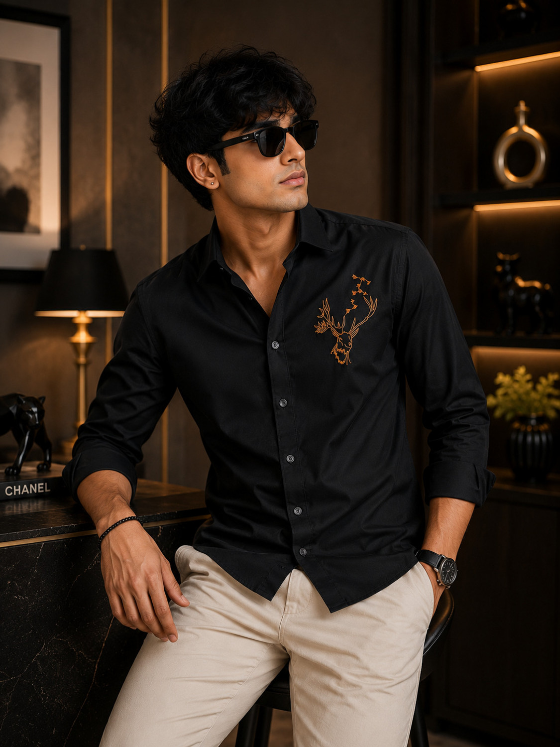 Image of KILLER Men Regular Fit Embroidered Spread Collar Casual Shirt
