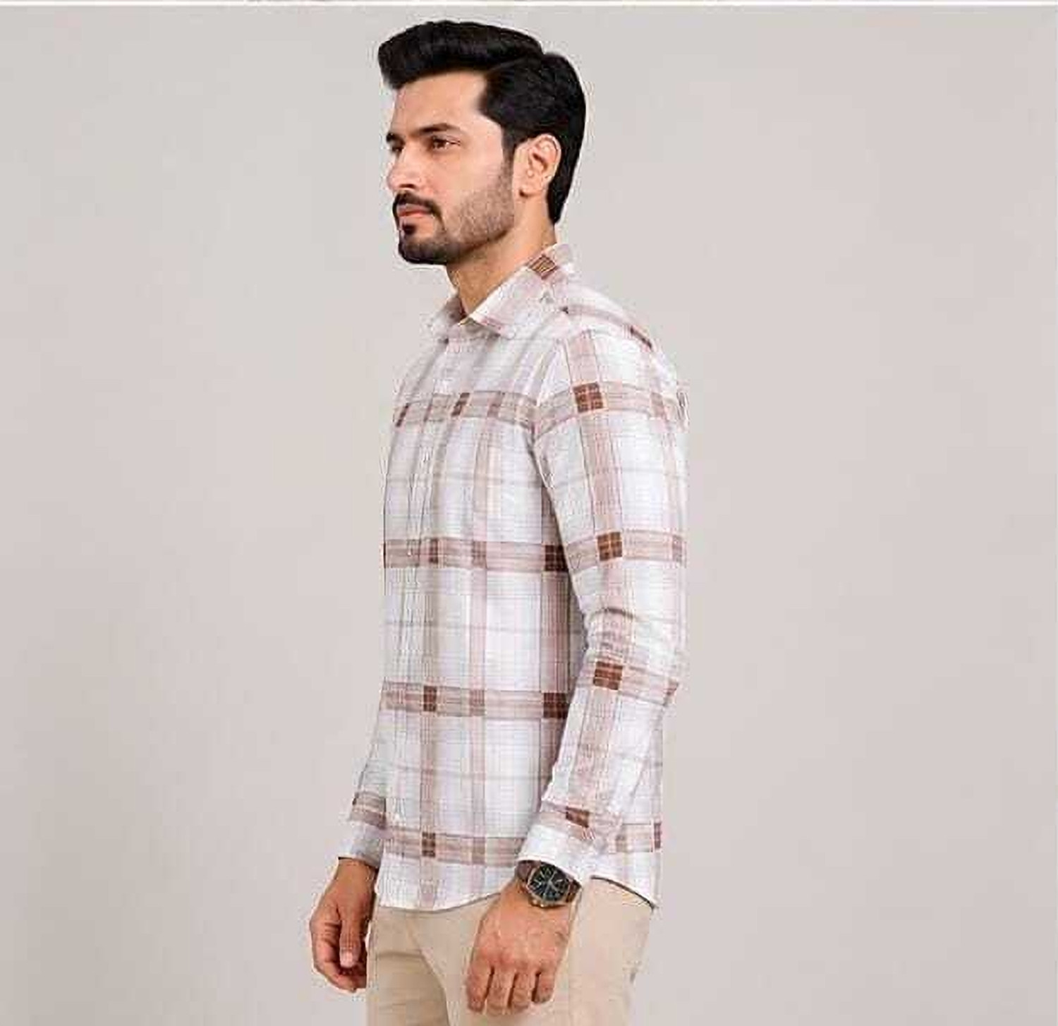Image of shreekarnimfg Men Slim Fit Checkered Spread Collar Casual Shirt